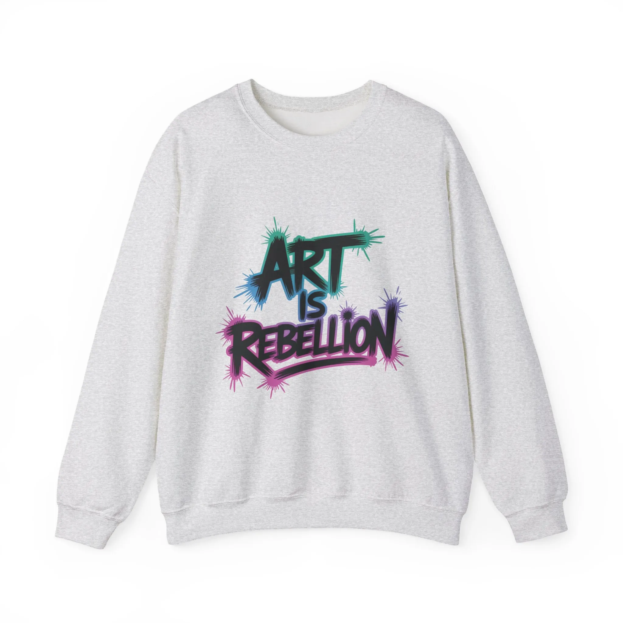 Art Is Rebellion Women's Sweatshirt, Graffiti Graphic Pullover, Bold Rebel Street Art Statement Top, Heavy Blend™ Crewneck Sweatshirt - Image 6