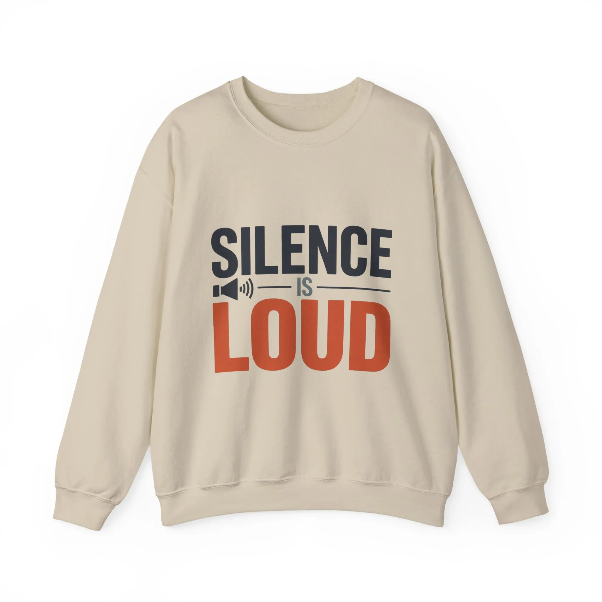 Mens Heavy Blend™ Crewneck Sweatshirt, Silence Is Loud Motivational Mens Sweatshirt - Image 4