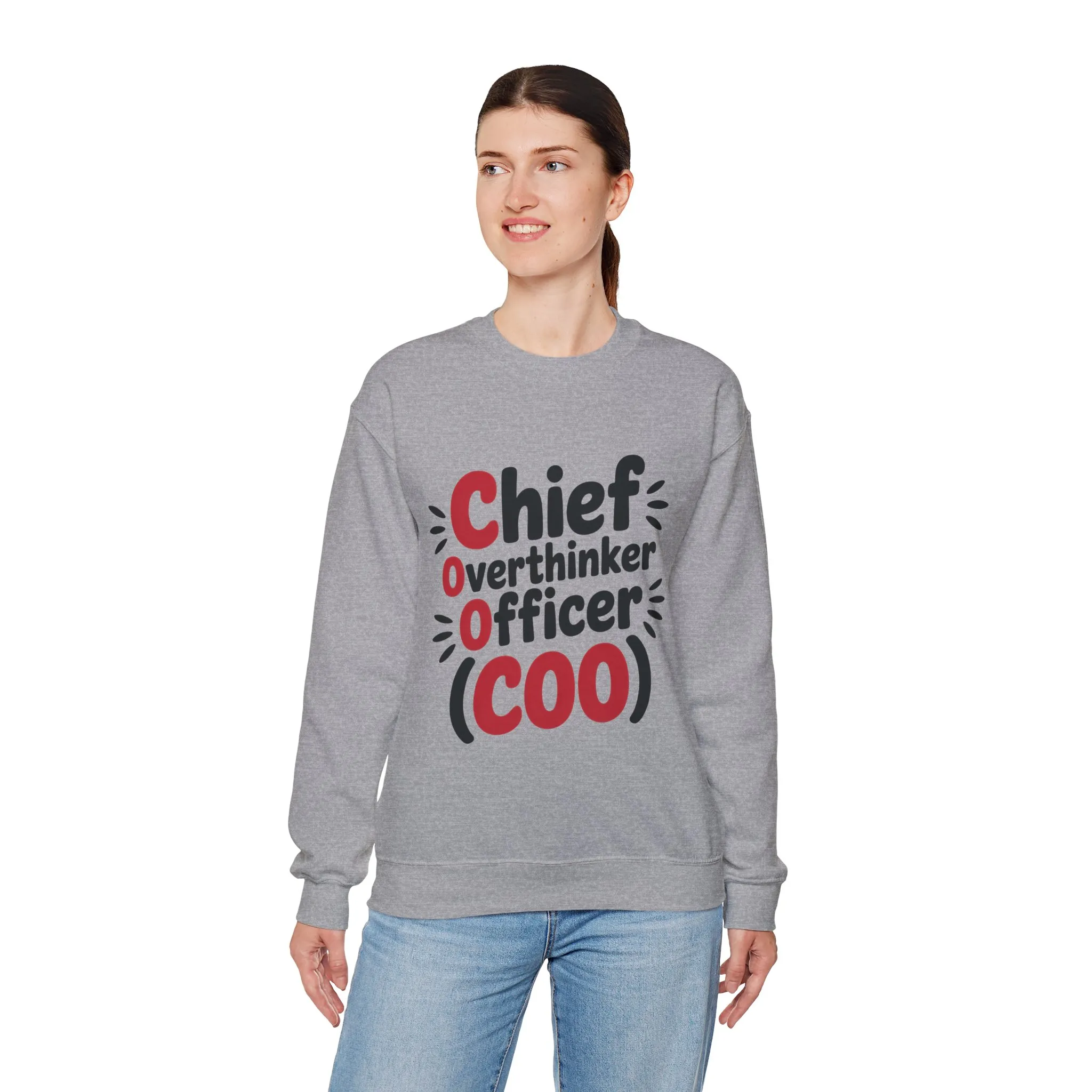 Chief Overthinker Officer Women's Sweatshirt, COO Funny Office Humor Graphic Pullover, Women's Heavy Blend™ Crewneck Sweatshirt - Image 9
