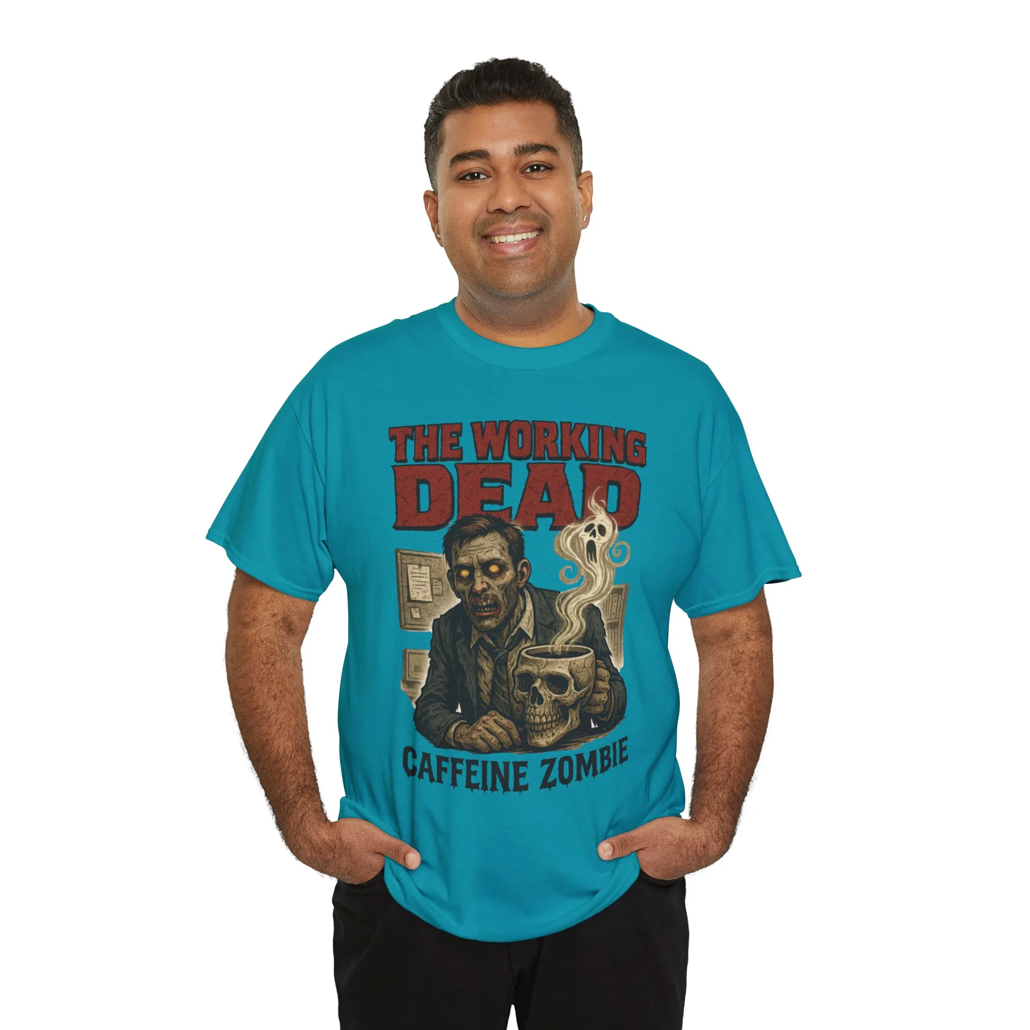 The Working Dead Men's Funny Zombie Work T-Shirt, Office Humor Tee, Halloween Office Tee, Coffee Zombie Shirt - Image 16