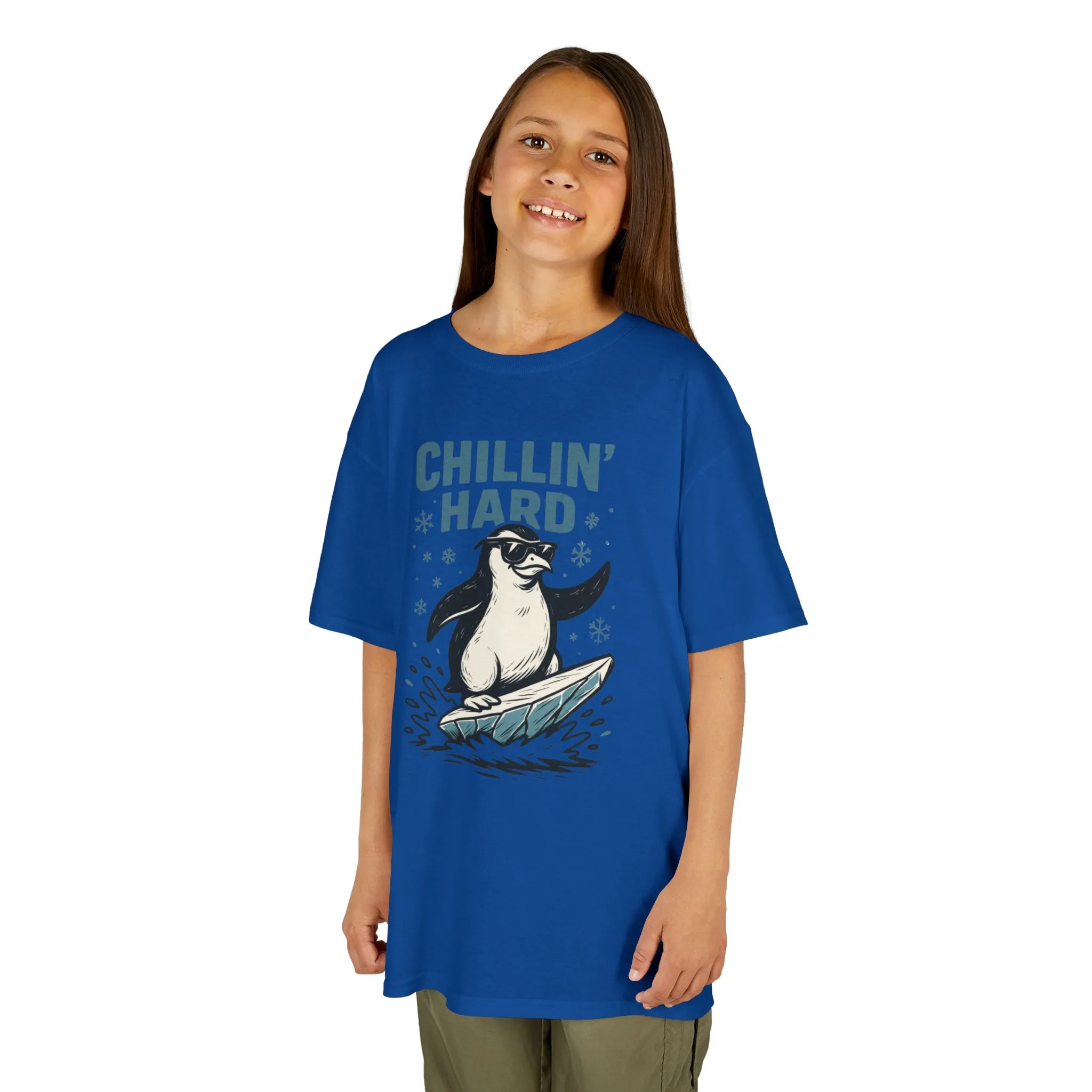 Kids Heavy Cotton™ Tee, Kids Chillin Hard Penguin T-Shirt, Funny Cool Animal Graphic Tee for Children - Image 18