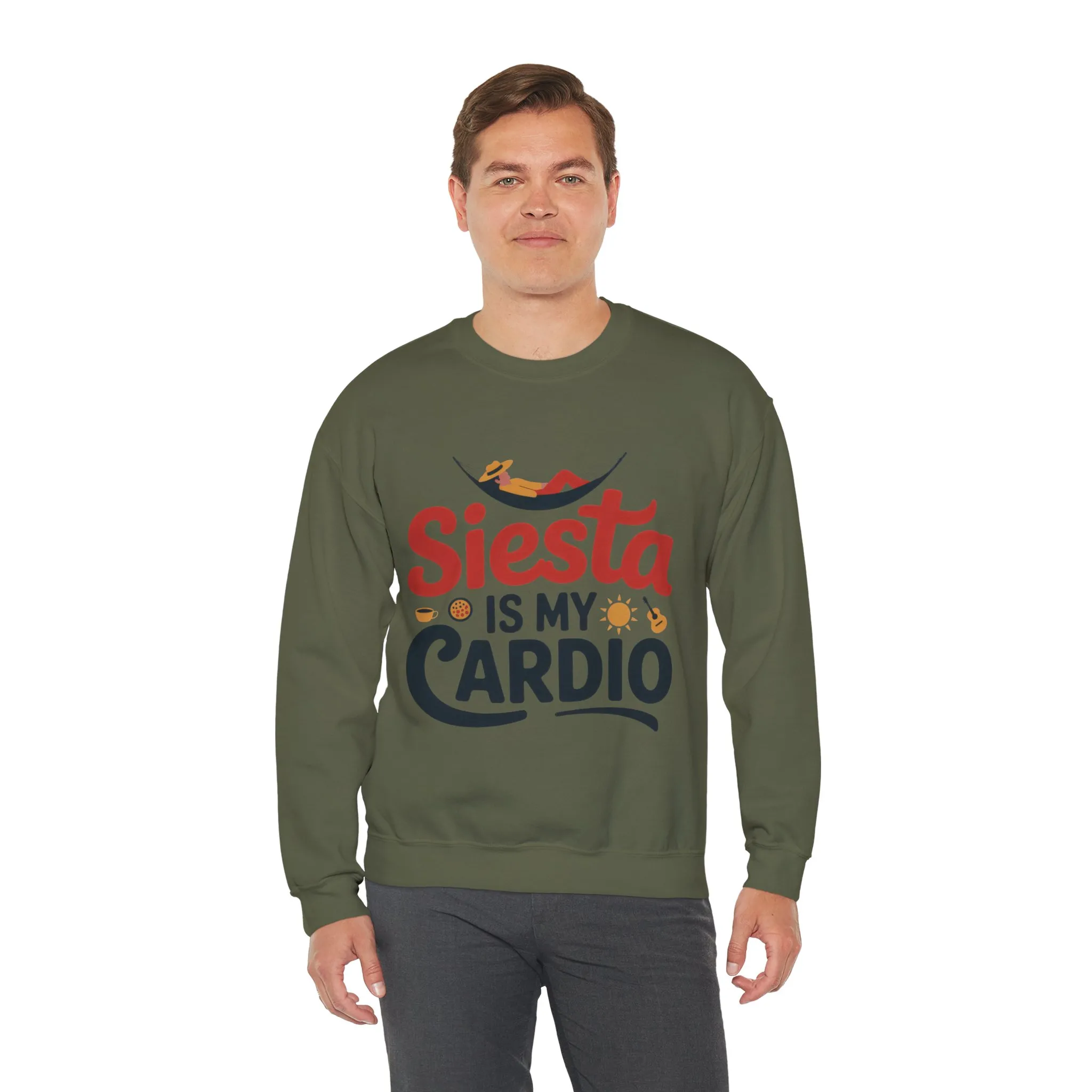 Mens Heavy Blend™ Crewneck Sweatshirt, Siesta Is My Cardio Funny Mens Sweatshirt Spain Gift - Image 12