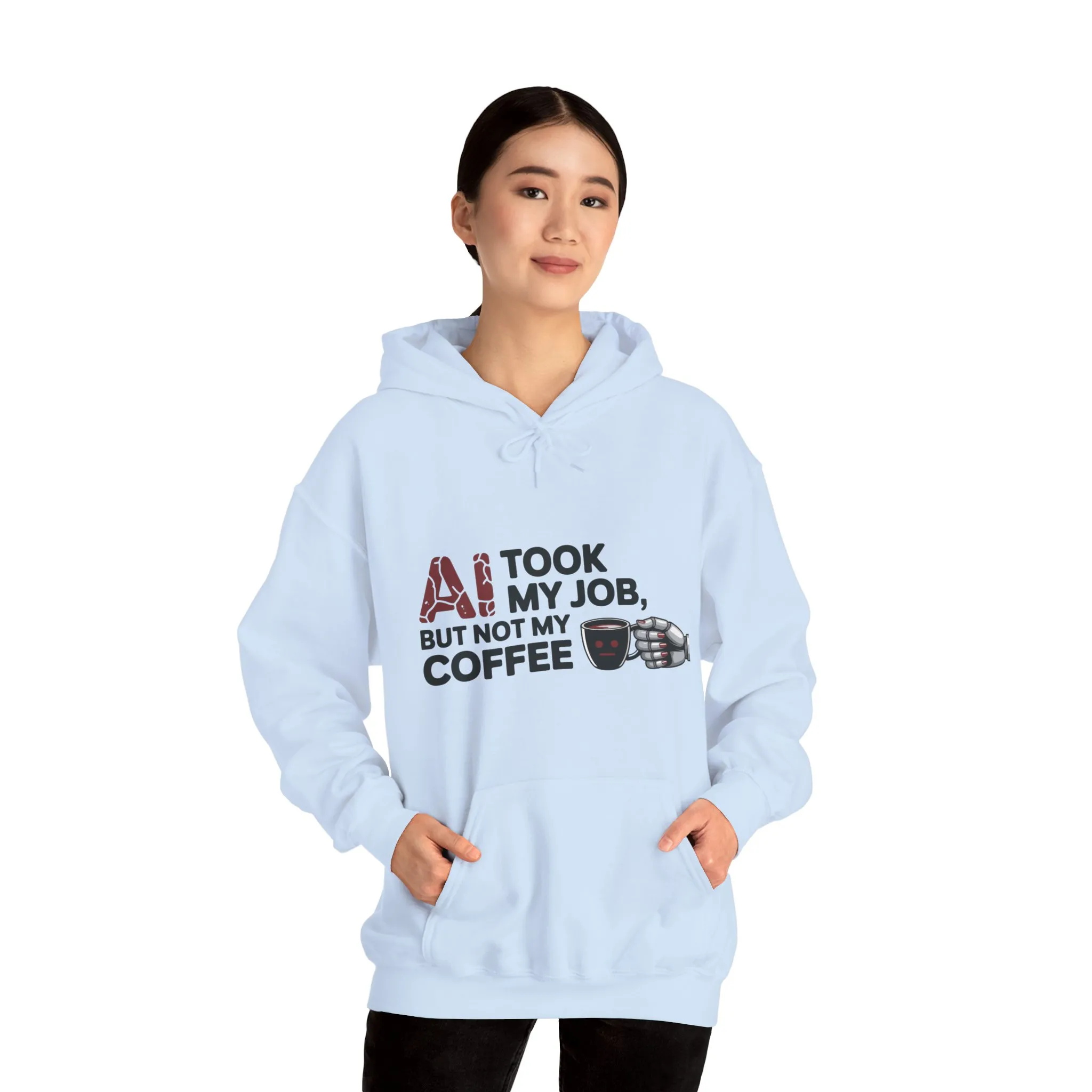Women's AI Coffee Hoodie, Funny Robot Humor Pullover, Geek Job Joke Sweatshirt Gift, Sarcastic Work Shirt, Office Humor - Image 3