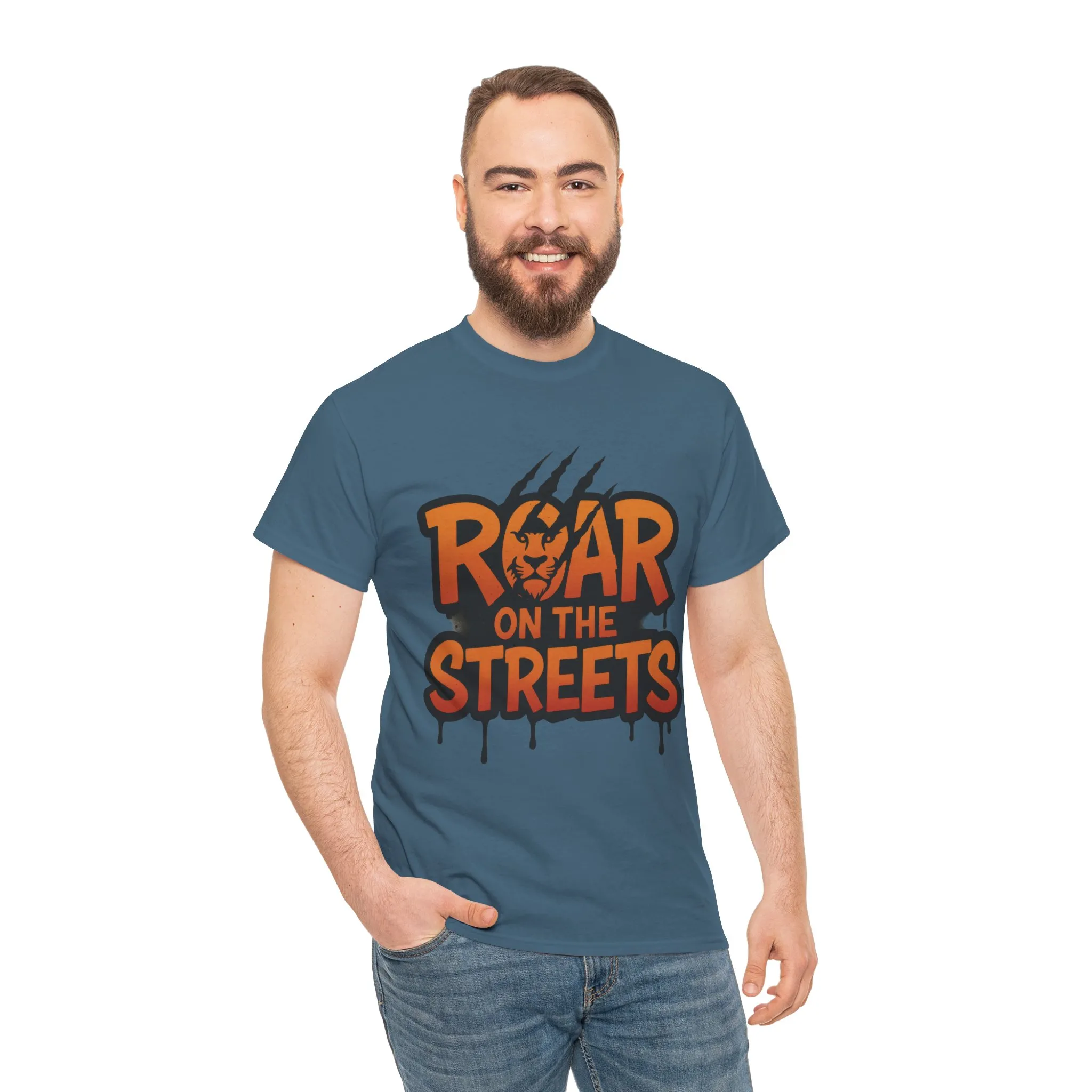 Roar on the Streets Lion Graphic Mens Urban T-Shirt, Lion Shirt - Image 20