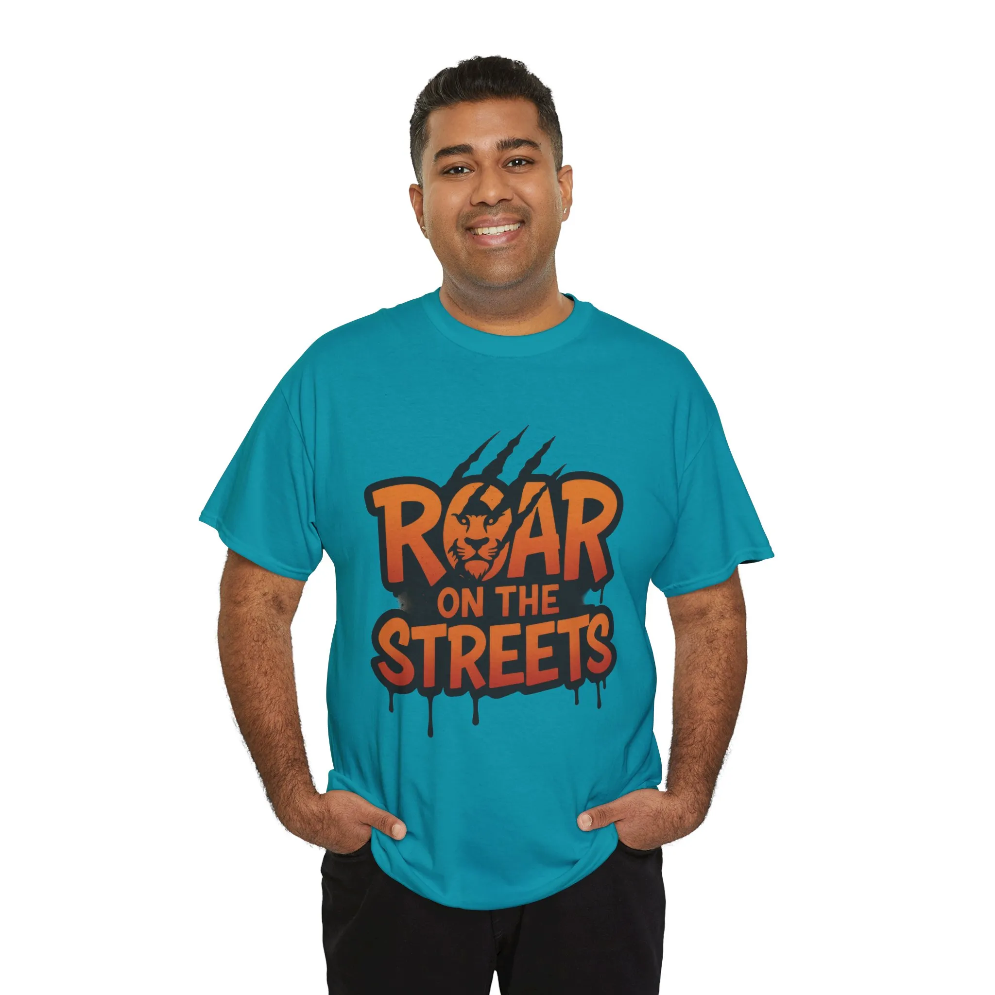 Roar on the Streets Lion Graphic Mens Urban T-Shirt, Lion Shirt - Image 18