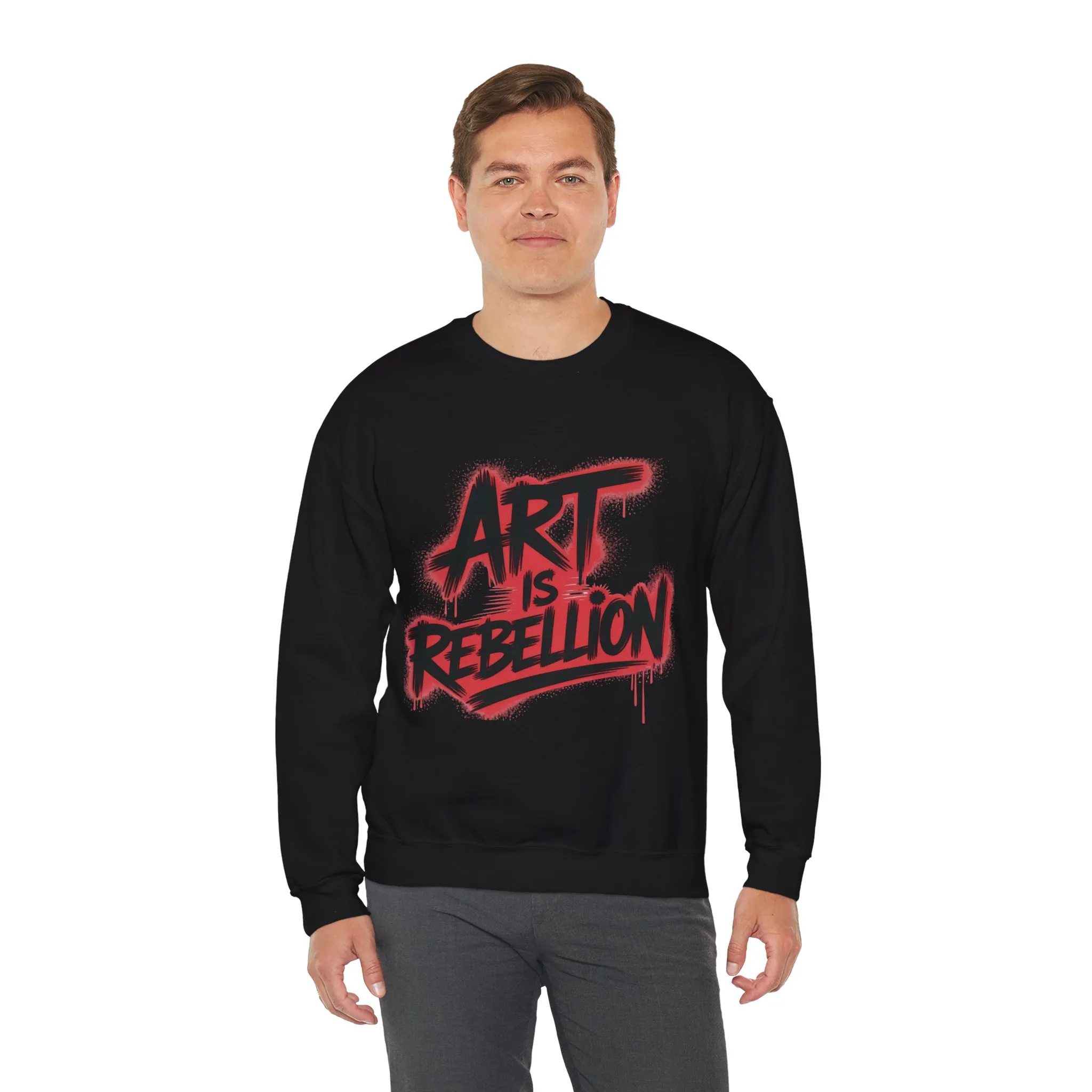 Men's Heavy Blend™ Crewneck Sweatshirt, Art Is Rebellion Men's Crewneck Sweatshirt, Graffiti Street Art Pullover, Urban Rebellion Streetwear - Image 8