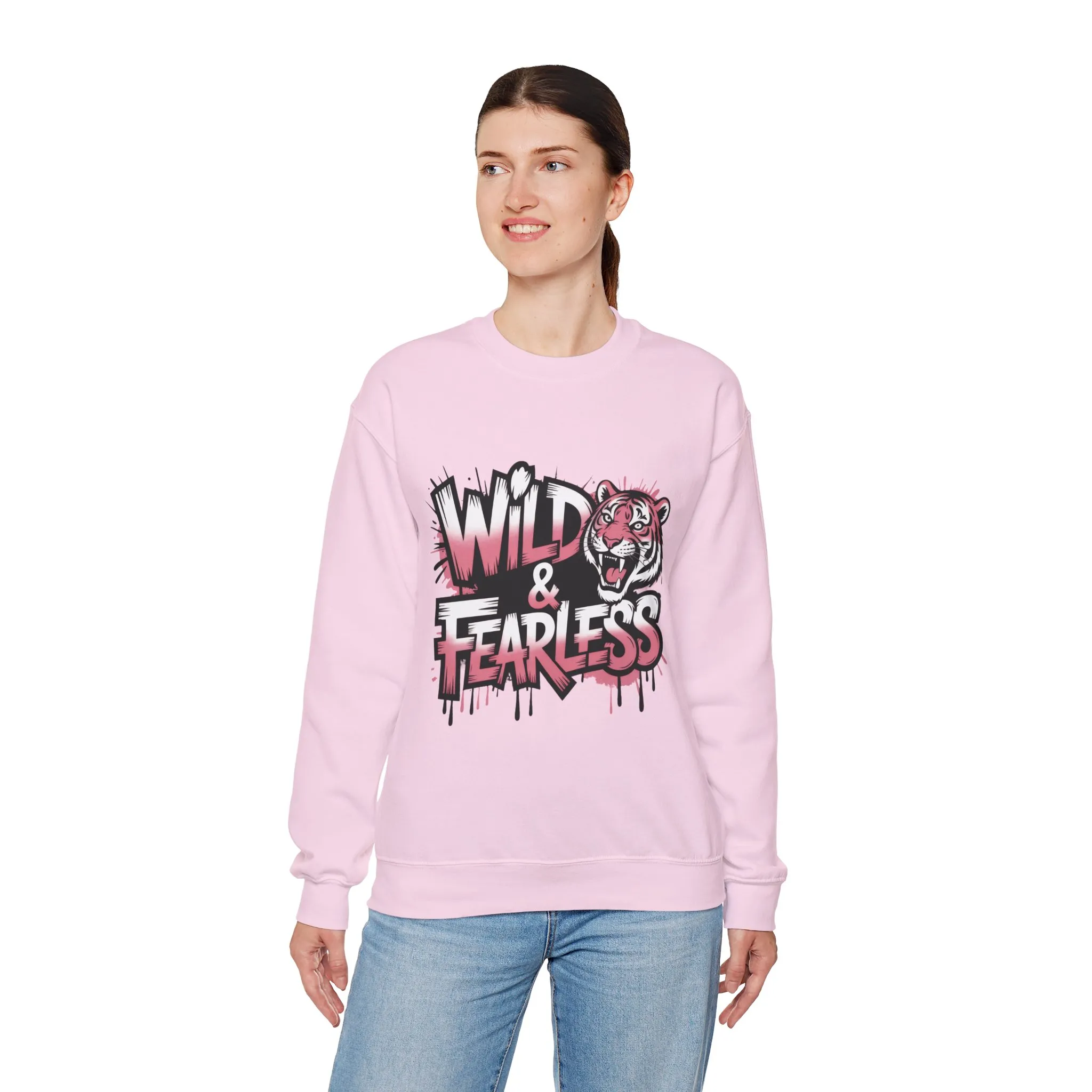 Women's Sweatshirt Wild & Fearless, Tiger Graffiti Graphic Pullover, Bold Urban Streetwear Top - Image 27