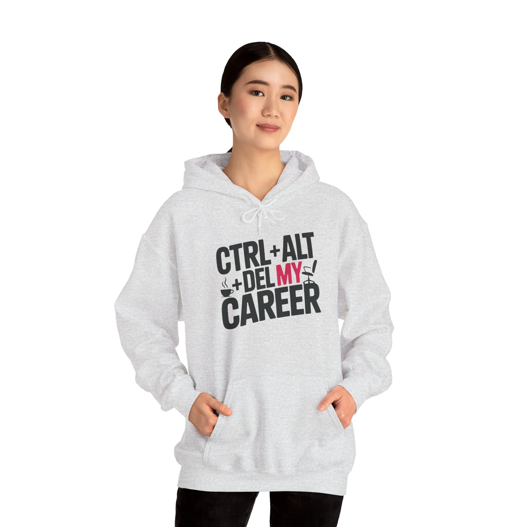Ctrl Alt Del My Career Hoodie, Funny Geek Workwear, Sarcastic Office Humor Pullover, Women's Heavy Blend™ Hooded Sweatshirt - Image 4