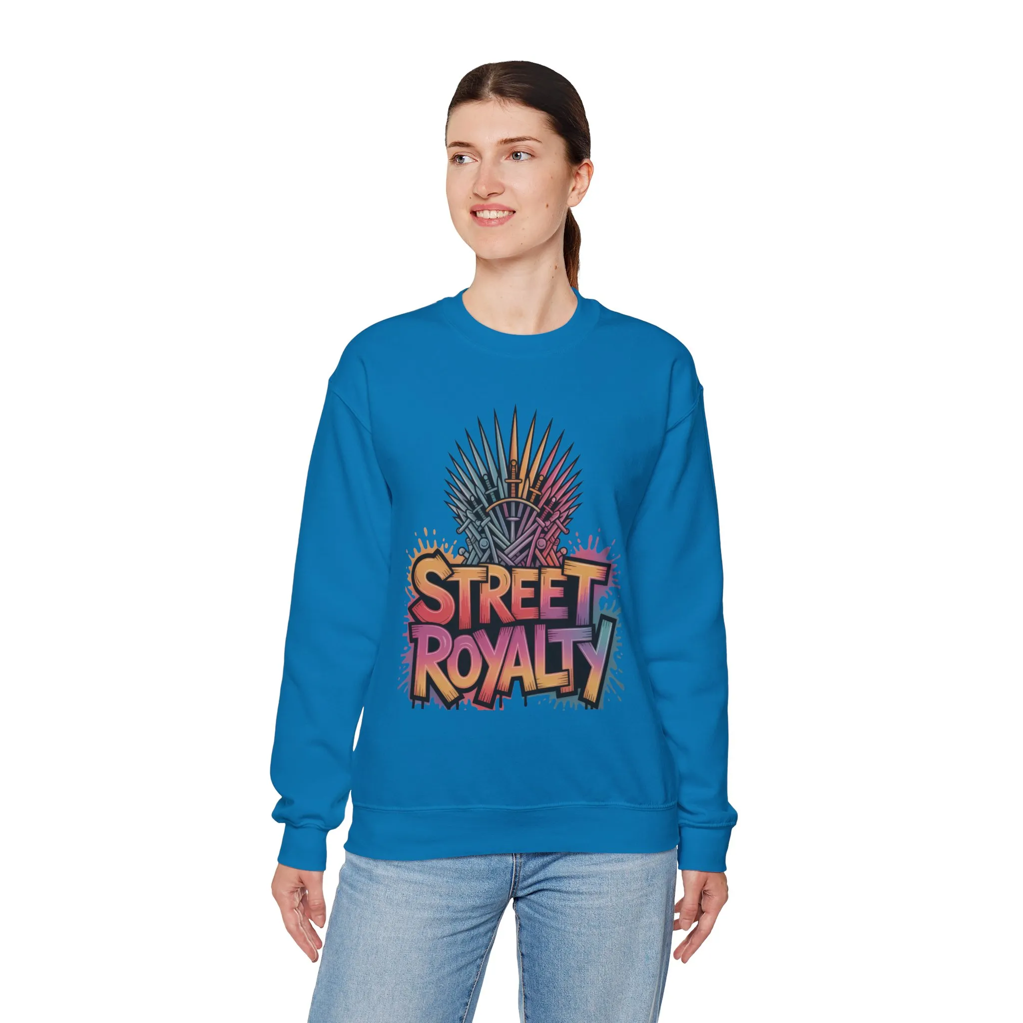 Street Royalty Women's Crewneck Sweatshirt, Graffiti Crown Graphic Pullover, Urban Streetwear Top - Image 14