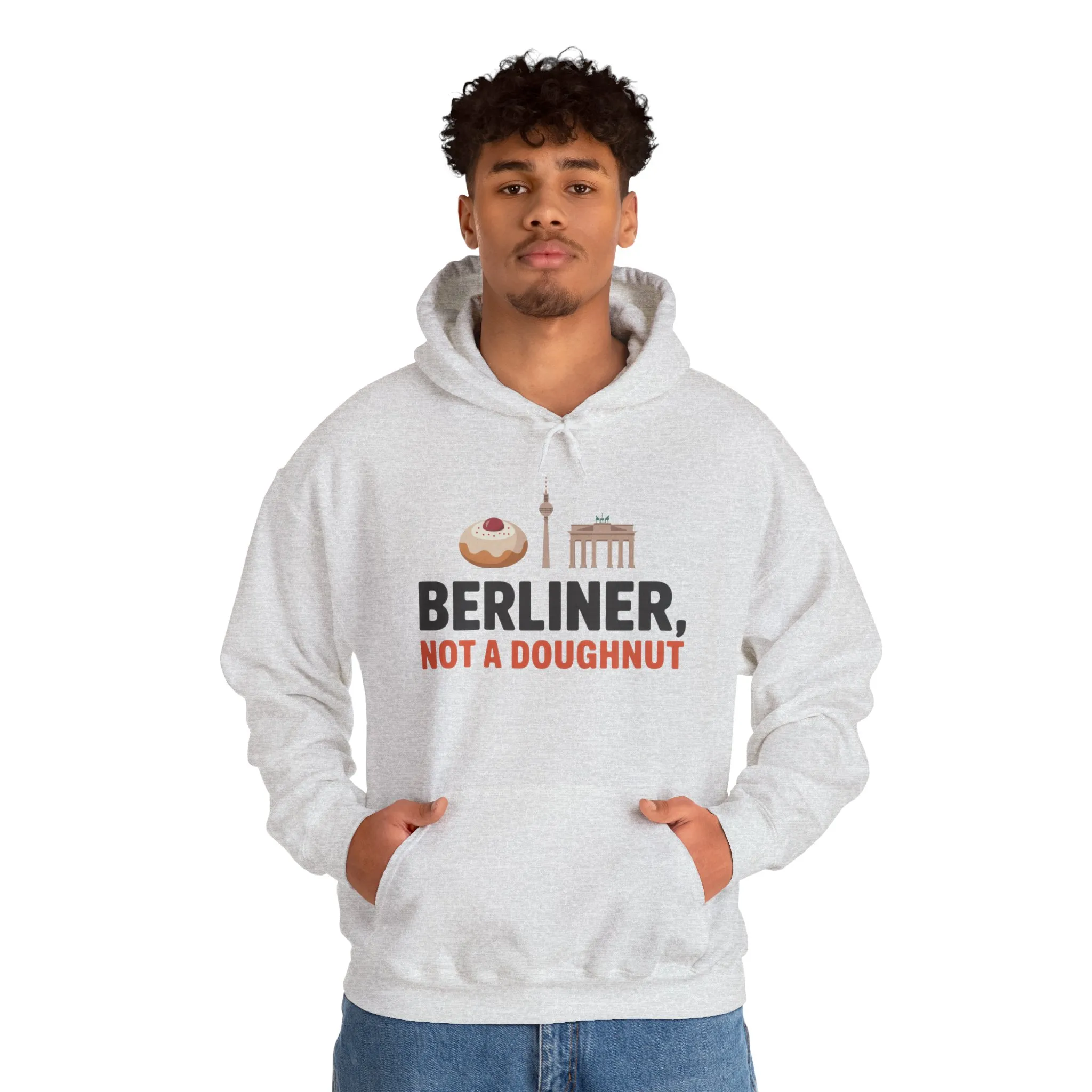 Mens Heavy Blend™ Hooded Sweatshirt, Berliner Not a Doughnut Funny Berlin Hoodie for Men - Image 7