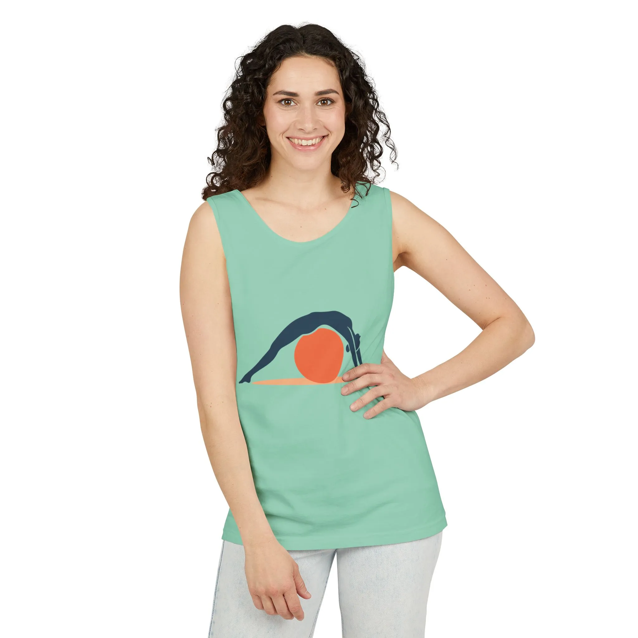 Womens Garment-Dyed Tank Top, Womens Pilates Tank Top, Yoga Fitness Graphic Top, Cute Workout Activewear Shirt - Image 9