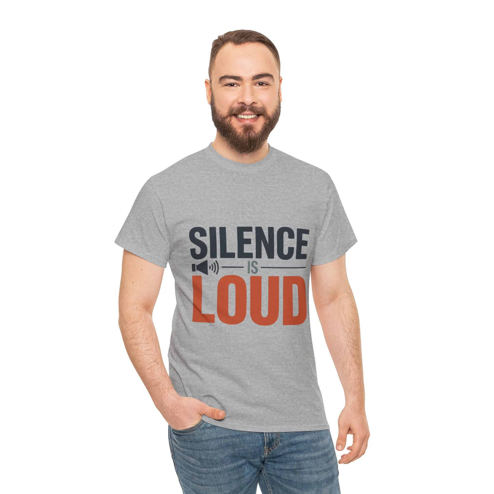 Silence Is Loud Motivational Quote Mens T-Shirt, Silence Tee, ironic Tee, Graphic Tee - Image 11
