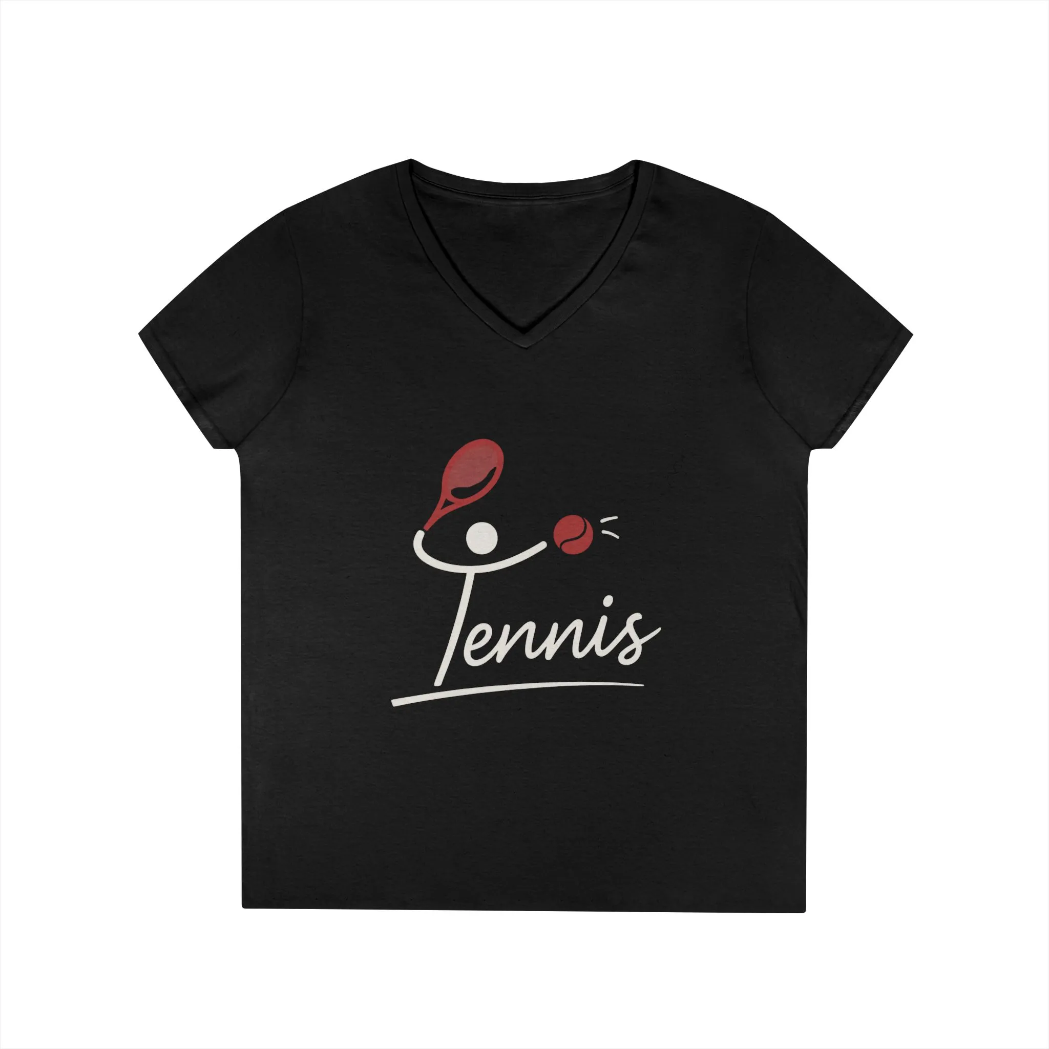 Ladies' V-Neck T-Shirt, Womens Tennis Graphic T-Shirt, Cute Sports Tee, Funny Workout Gym Top for Women - Image 7