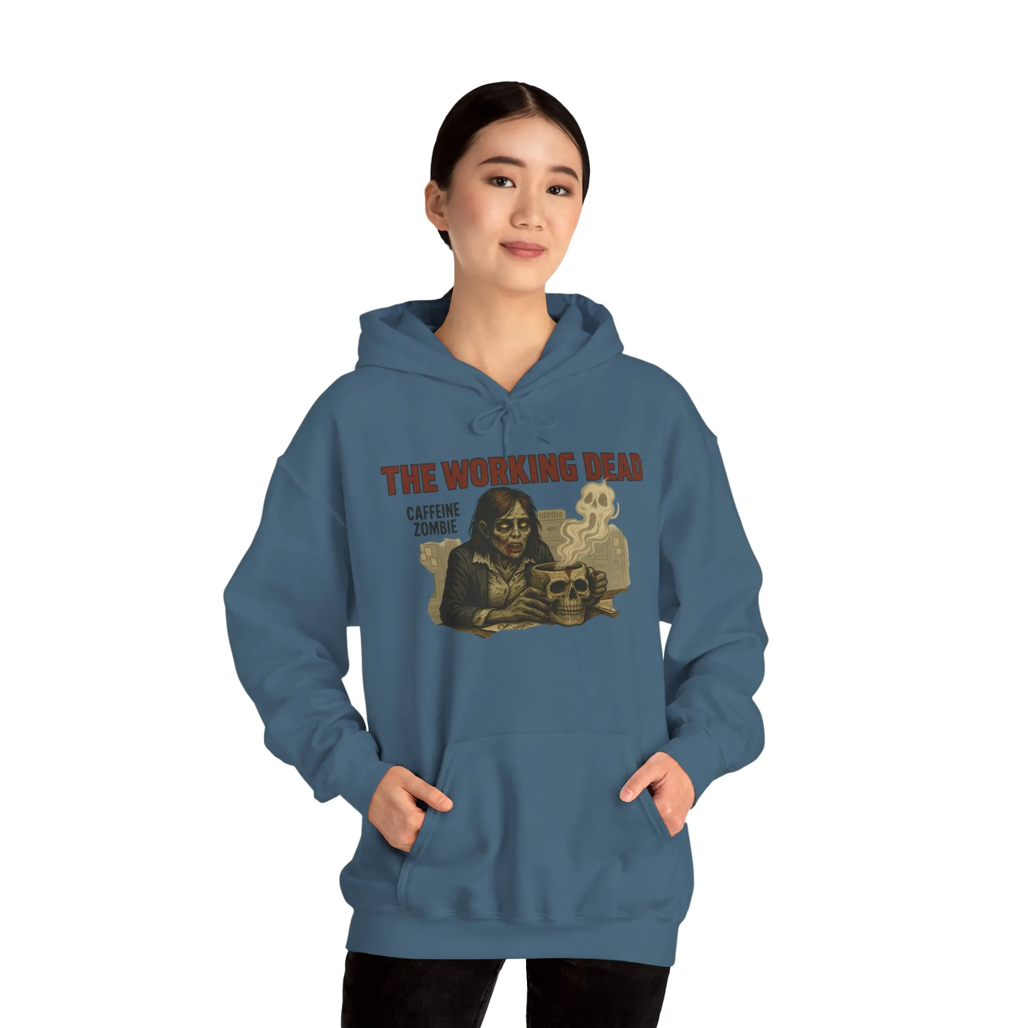 The Working Dead Women's Zombie Hoodie, Work Humor Hoodie, Halloween Work Top, Coffee Zombie Hoodie - Image 23