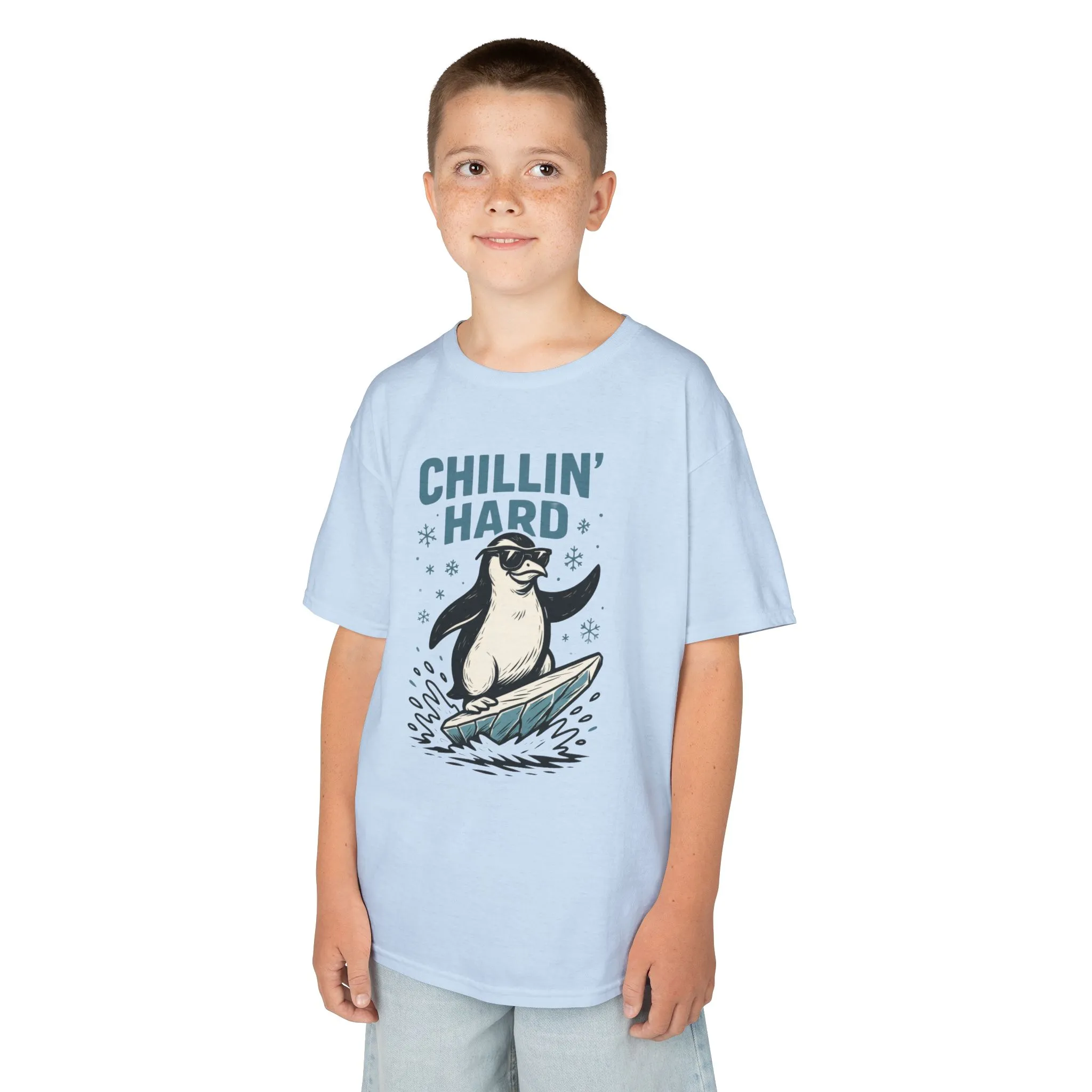 Kids Heavy Cotton™ Tee, Kids Chillin Hard Penguin T-Shirt, Funny Cool Animal Graphic Tee for Children - Image 11