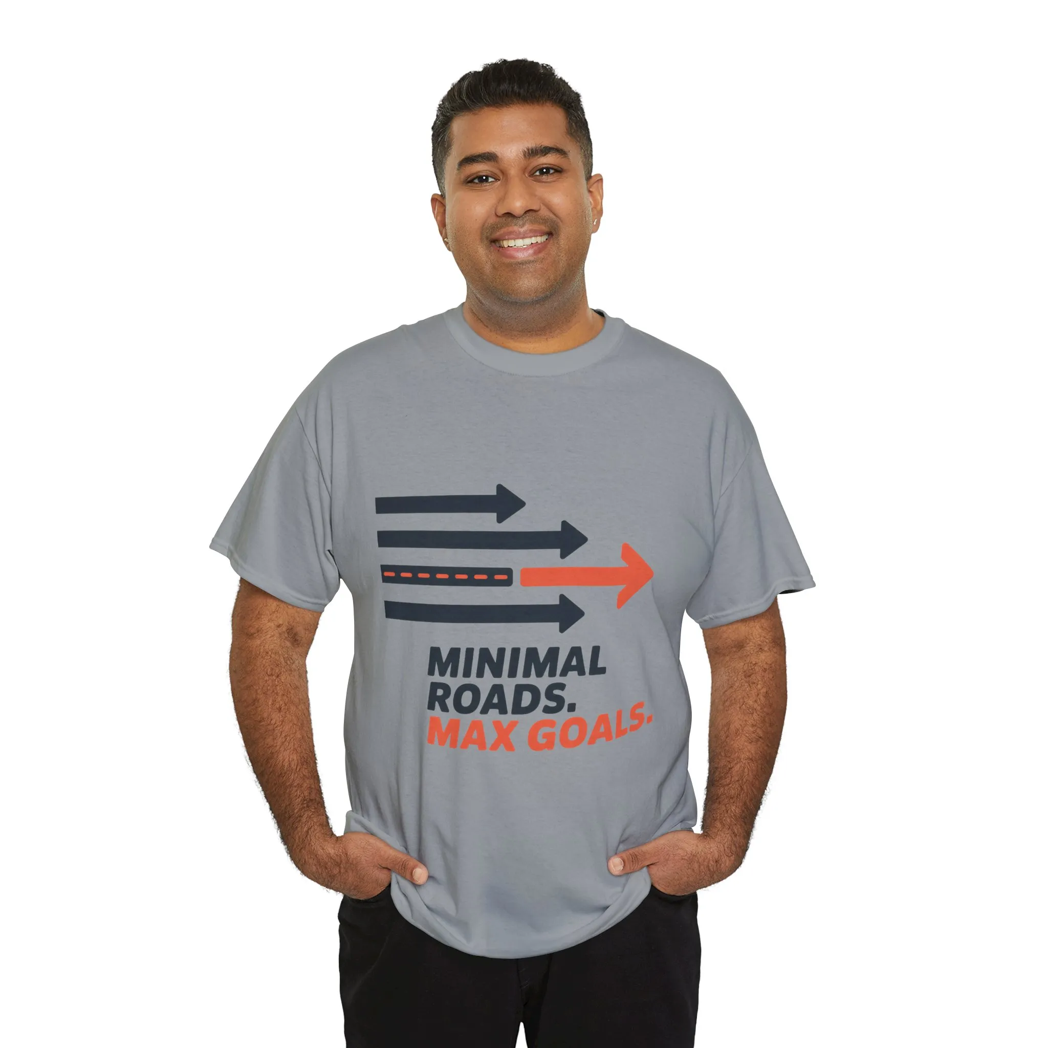 Minimal Roads Max Goals Motivational Mens T-Shirt, Urban Style Graphic Tee - Image 3