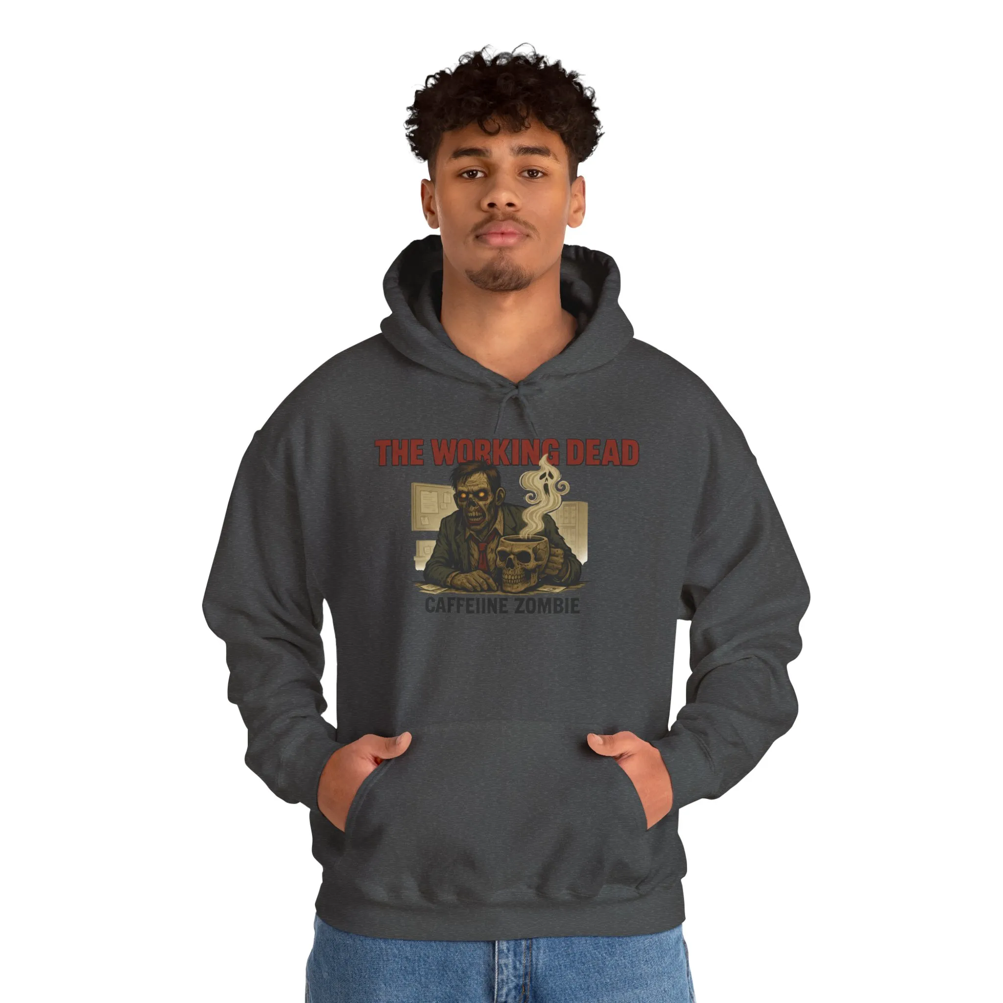 The Working Dead Men's Zombie Hoodie, Funny Office Meeting Sweatshirt, Halloween Zombie Top, Coffee Zombie Hoodie, Halloween Work Top - Image 19