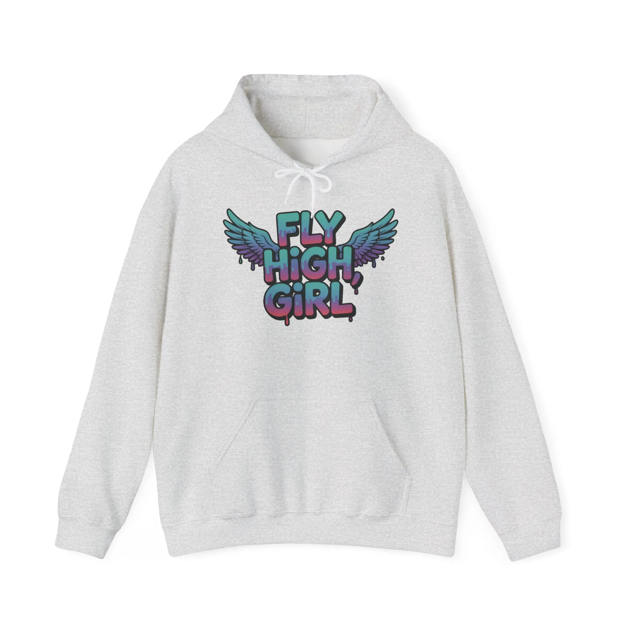 Women's Hoodie Fly High Girl, Angel Wings Graffiti Drip Graphic Pullover, Streetwear Hoodie - Image 5