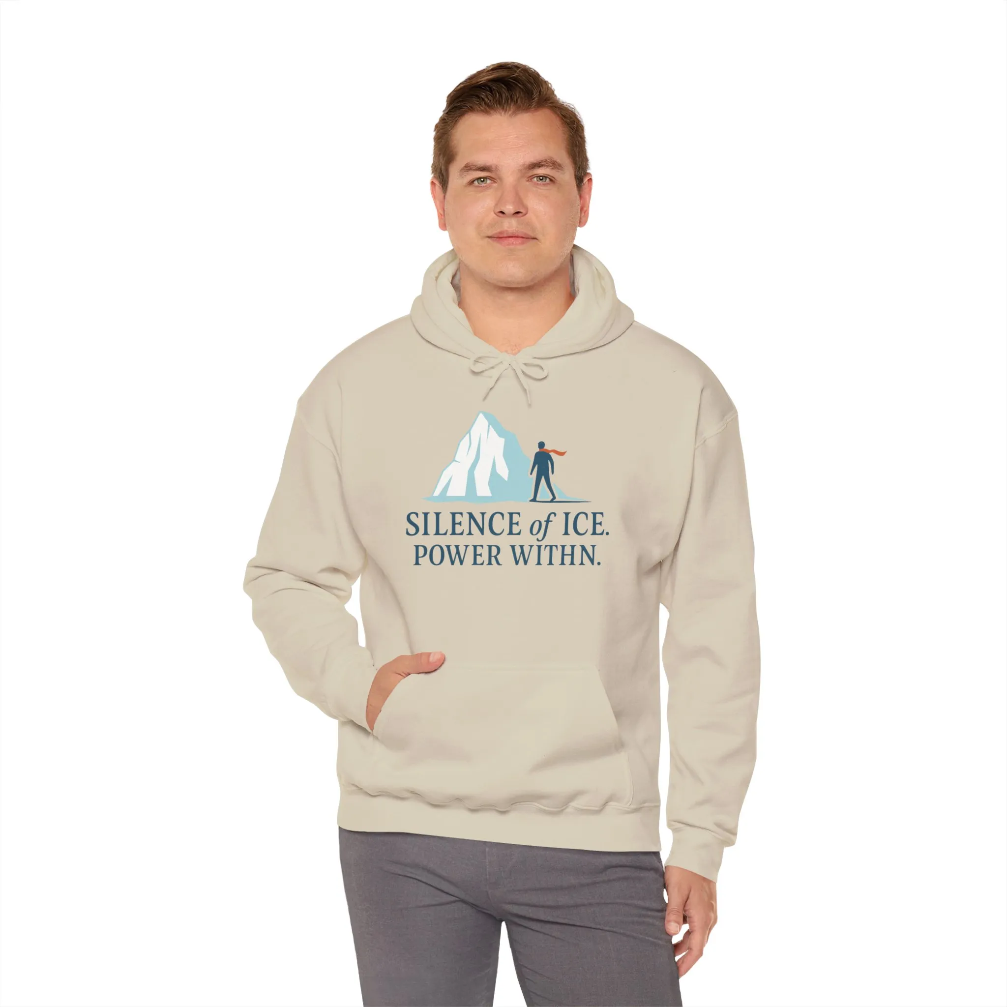 Mens Heavy Blend™ Hooded Sweatshirt, Silence of Ice Power Within Hoodie, Nordic Minimal Iceberg Graphic Streetwear - Image 16