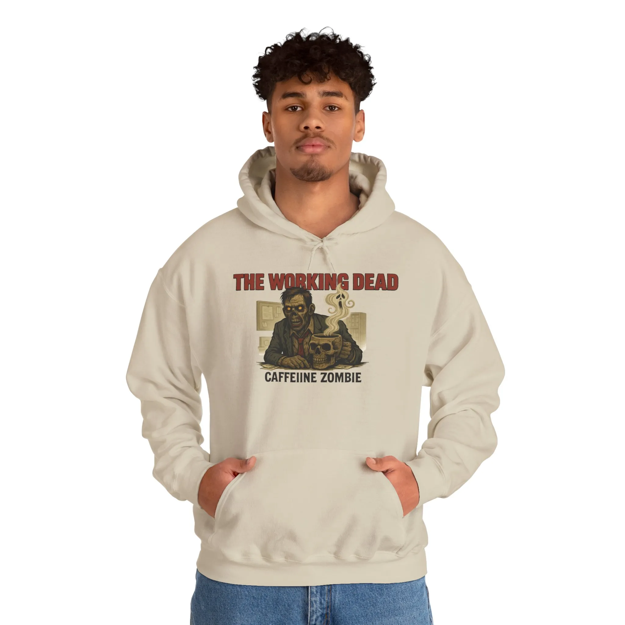 The Working Dead Men's Zombie Hoodie, Funny Office Meeting Sweatshirt, Halloween Zombie Top, Coffee Zombie Hoodie, Halloween Work Top - Image 7