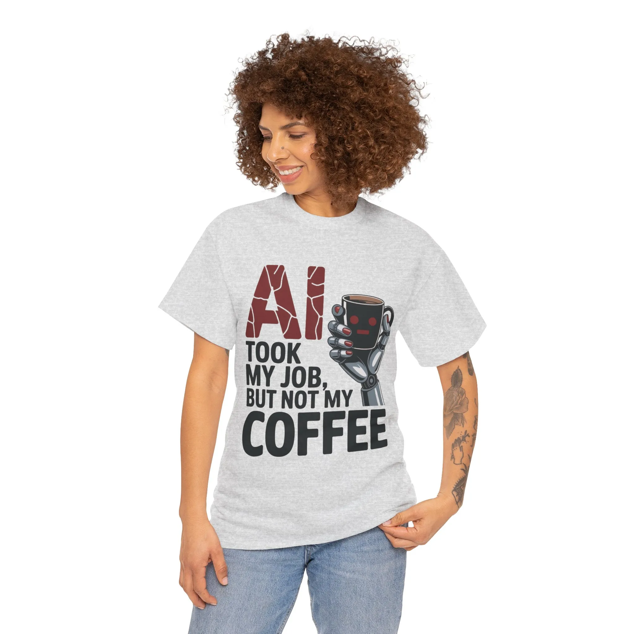 Women's AI Coffee T-Shirt, Funny Robot Job Humor Tee, Geek Sarcastic Gift for Her, Sarcastic Work Shirt, Career Humor - Image 5