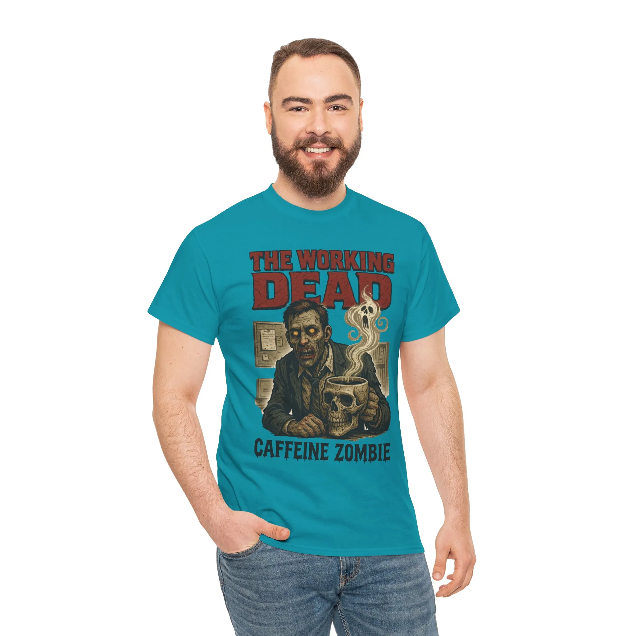 The Working Dead Men's Funny Zombie Work T-Shirt, Office Humor Tee, Halloween Office Tee, Coffee Zombie Shirt - Image 15