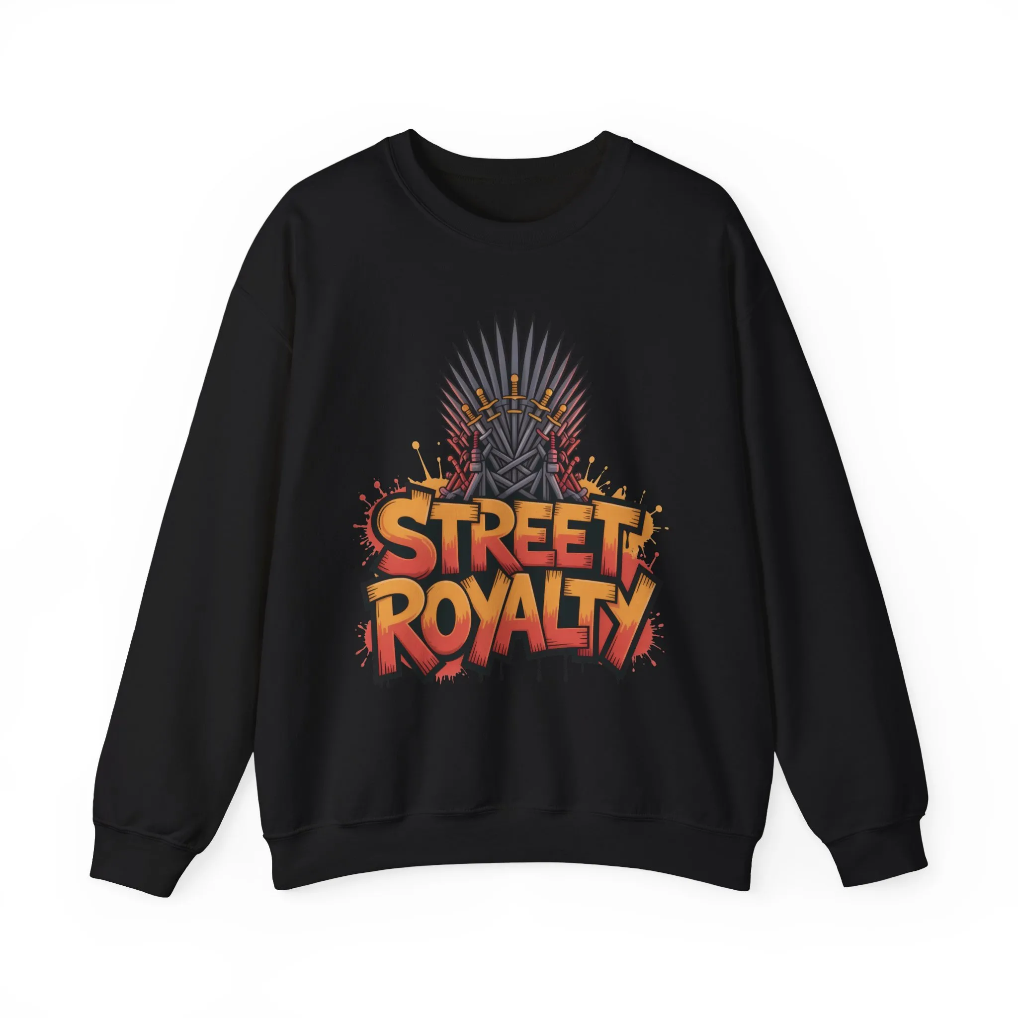 Street Royalty Men's Crewneck Sweatshirt, Graffiti Crown Graphic Pullover, Urban Streetwear Top for Men - Image 5
