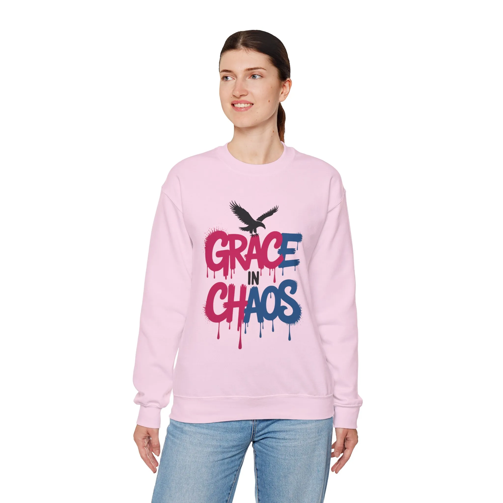 Women's Sweatshirt Grace in Chaos, Graffiti Dripping Street Art Pullover, Bold Urban Graphic - Image 21