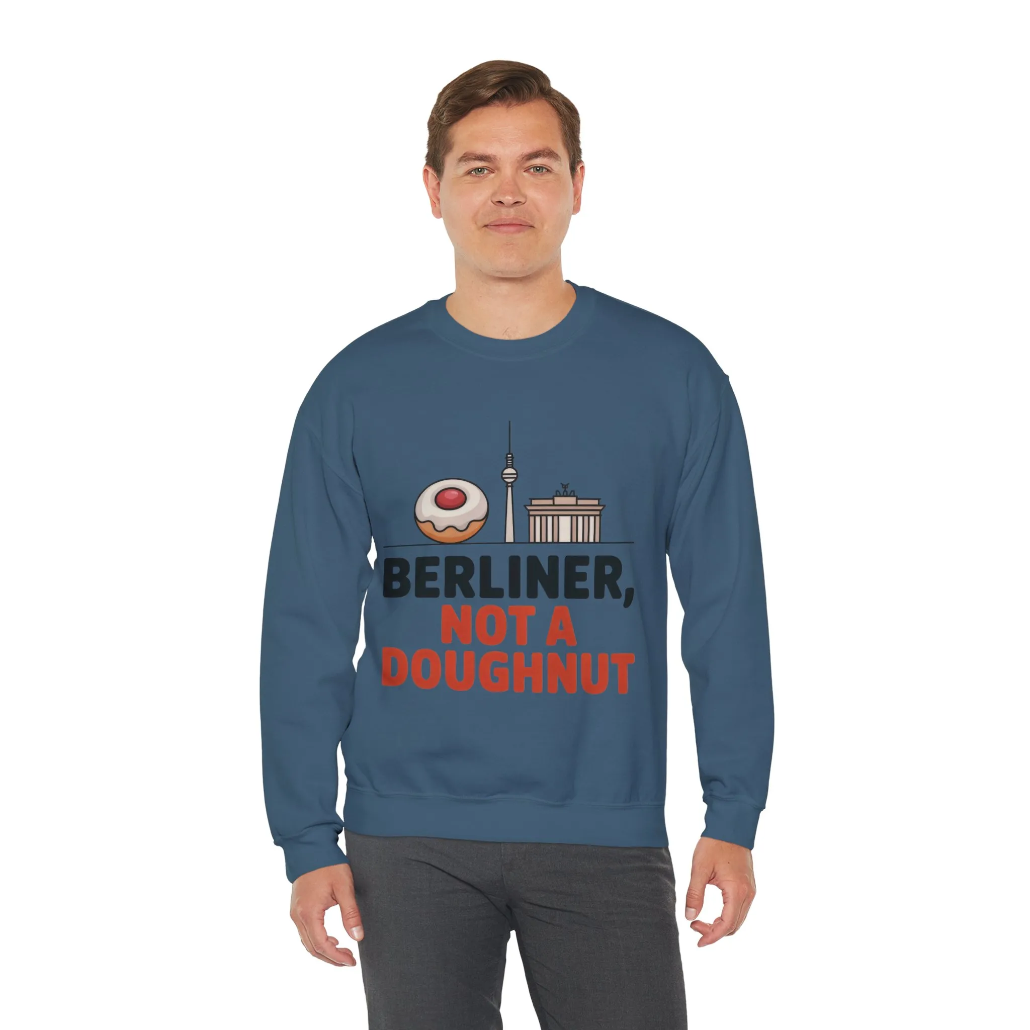 Mens Heavy Blend™ Crewneck Sweatshirt, Berliner Not a Doughnut Funny Berlin Mens Sweatshirt - Image 18