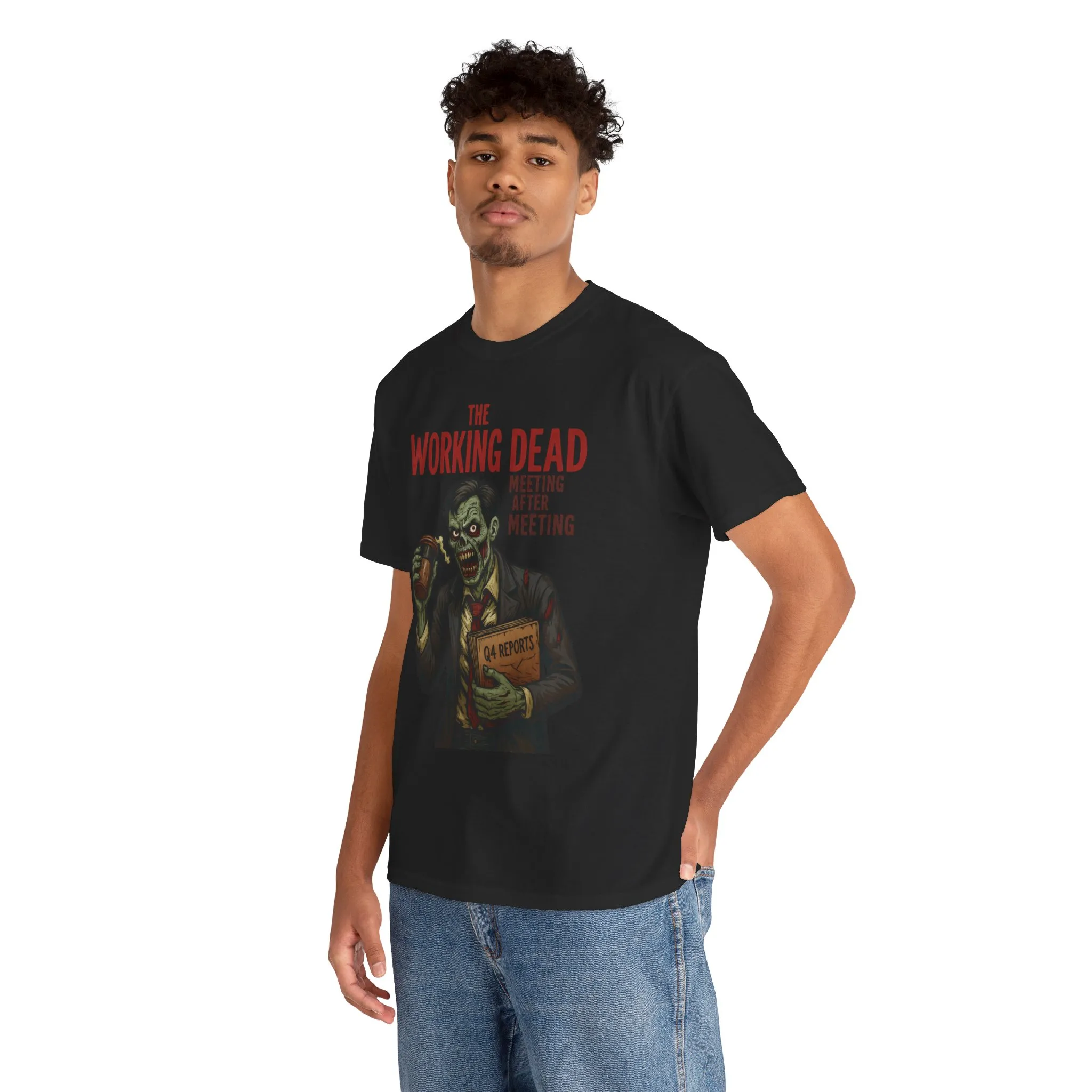 The Working Dead Men's Funny Zombie Work T-Shirt, Office Humor Tee, Meeting Joke Shirt, Halloween Office Tee - Image 8