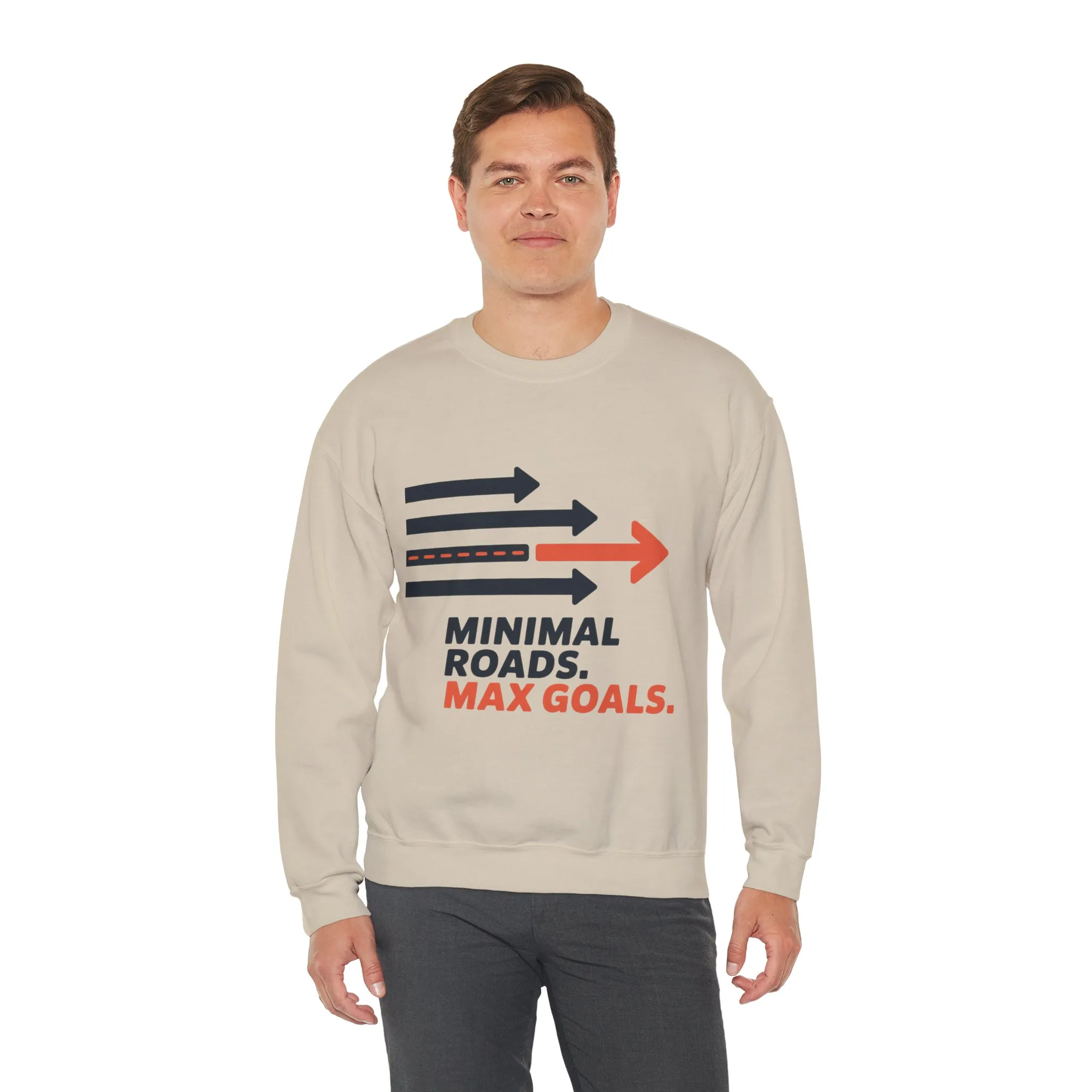 Mens Heavy Blend™ Crewneck Sweatshirt, Minimal Roads Max Goals Motivational Mens Sweatshirt - Image 9