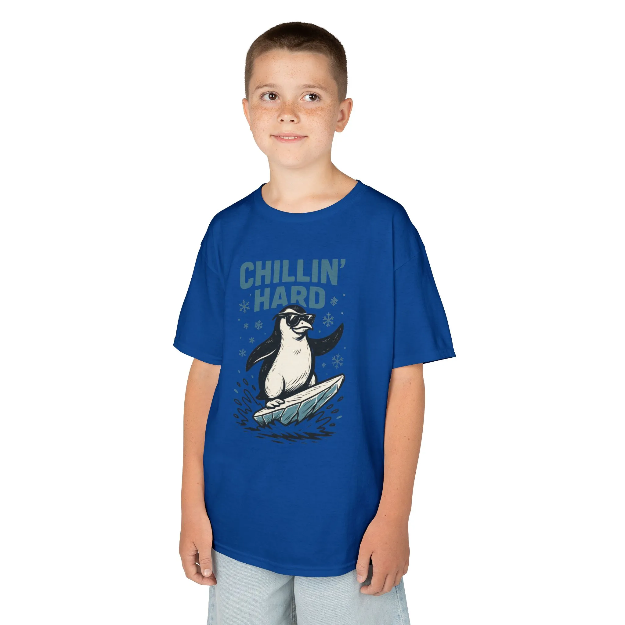 Kids Heavy Cotton™ Tee, Kids Chillin Hard Penguin T-Shirt, Funny Cool Animal Graphic Tee for Children - Image 17