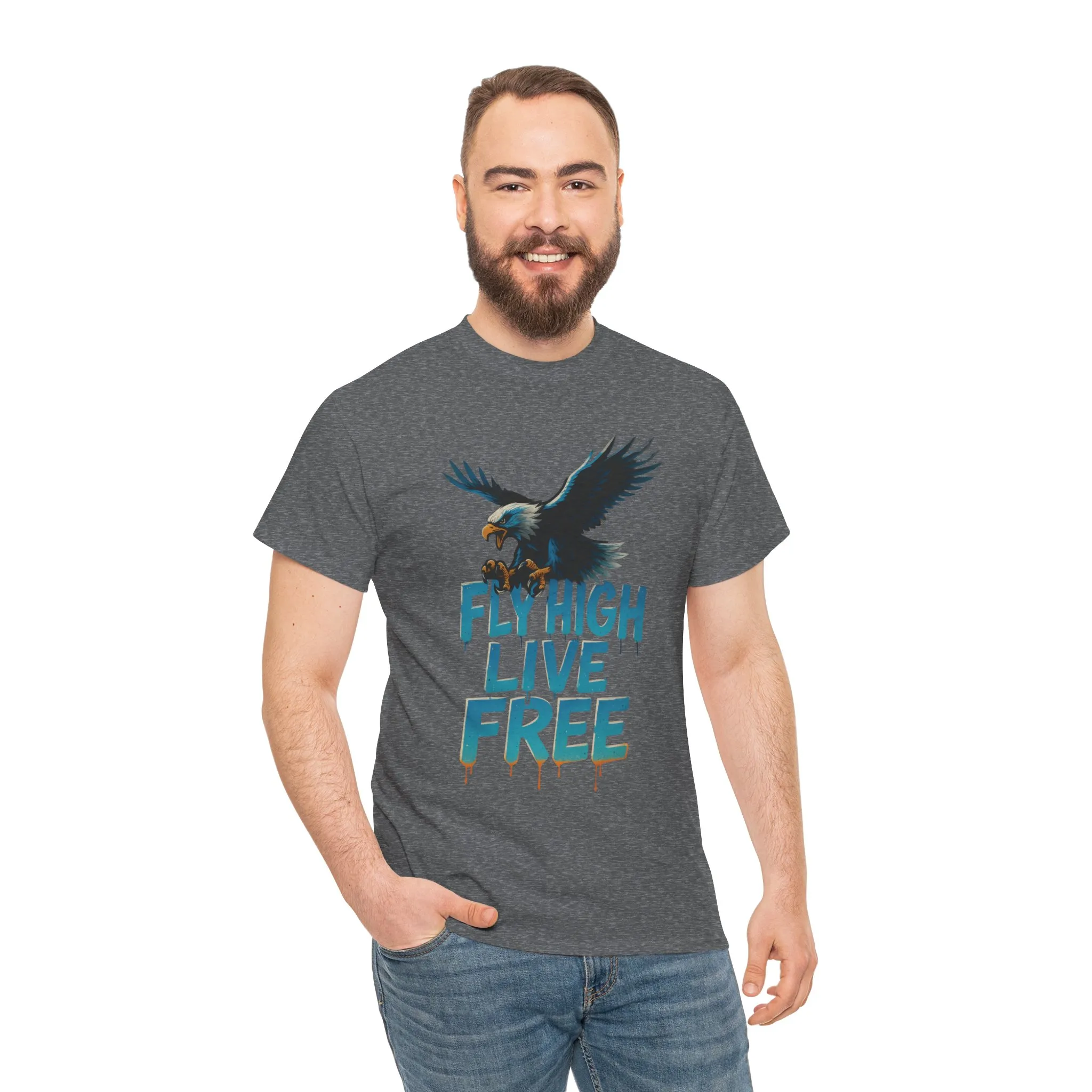 Fly High Live Free Eagle Graphic Mens T-Shirt, Eagle Tee, Fly Free Tee, Wild Flight - Image 14