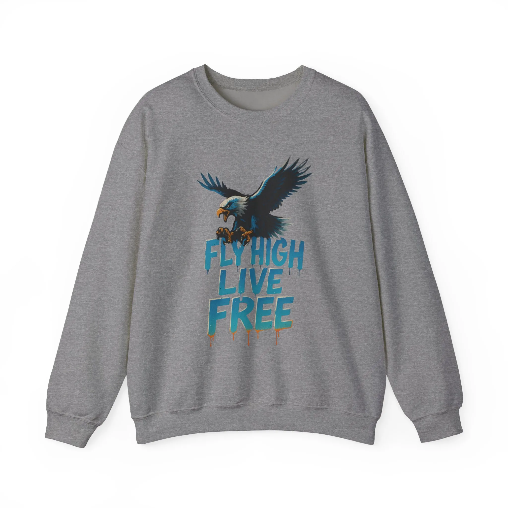 Mens Heavy Blend™ Crewneck Sweatshirt, Fly High Live Free Mens Eagle Graphic Sweatshirt - Image 13