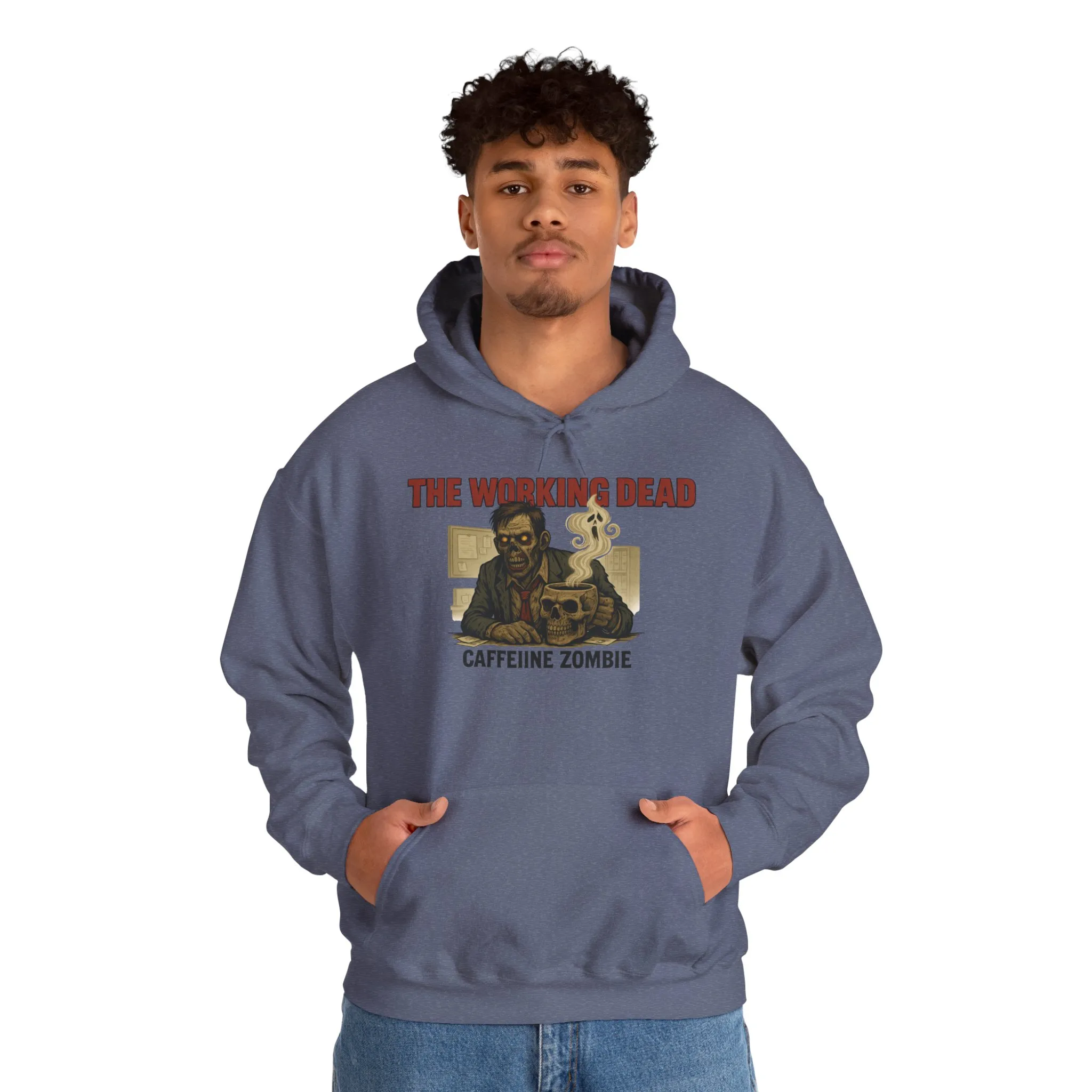 The Working Dead Men's Zombie Hoodie, Funny Office Meeting Sweatshirt, Halloween Zombie Top, Coffee Zombie Hoodie, Halloween Work Top - Image 35