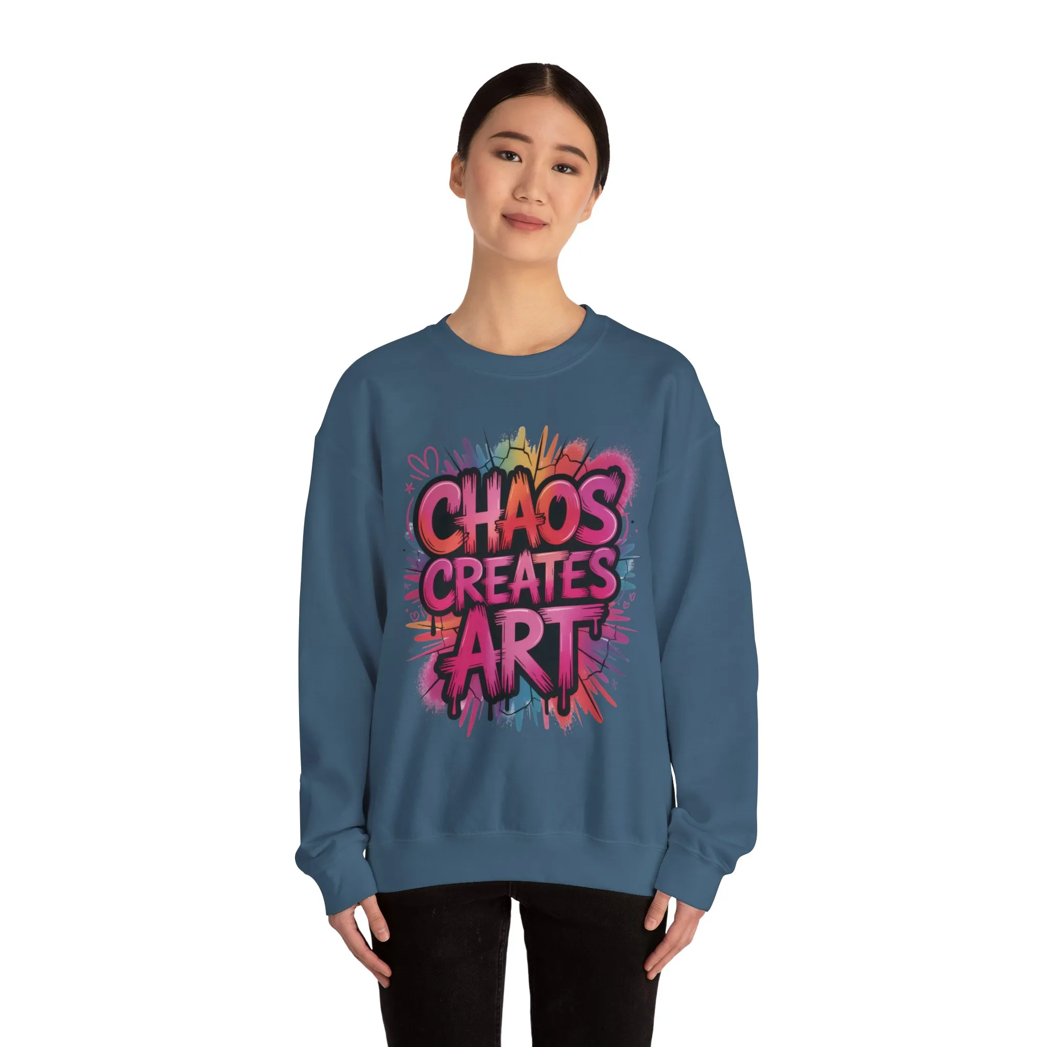 Women's Heavy Blend™ Crewneck Sweatshirt, Chaos Creates Art Graffiti Sweatshirt Women's Oversized - Image 35