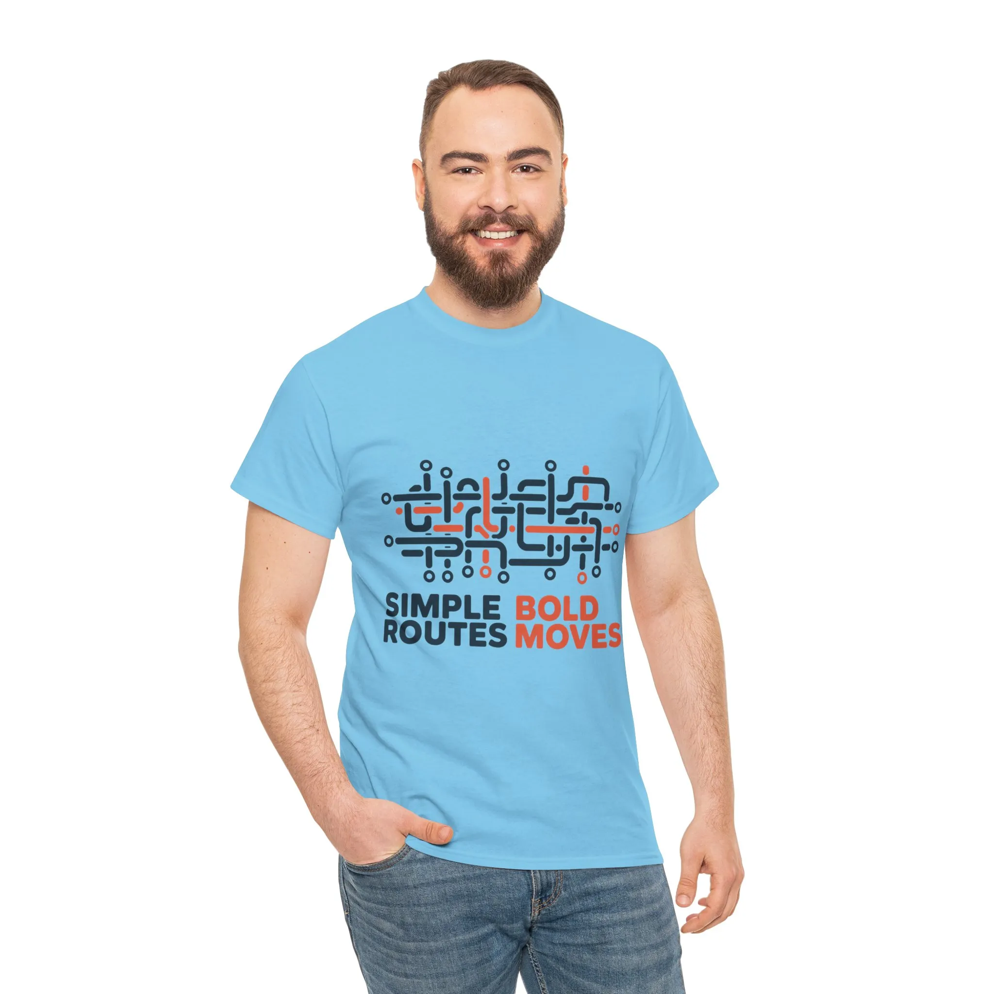 Simple Routes Bold Moves Mens T-Shirt, Minimal Urban Metro Map Graphic Tee - Image 17
