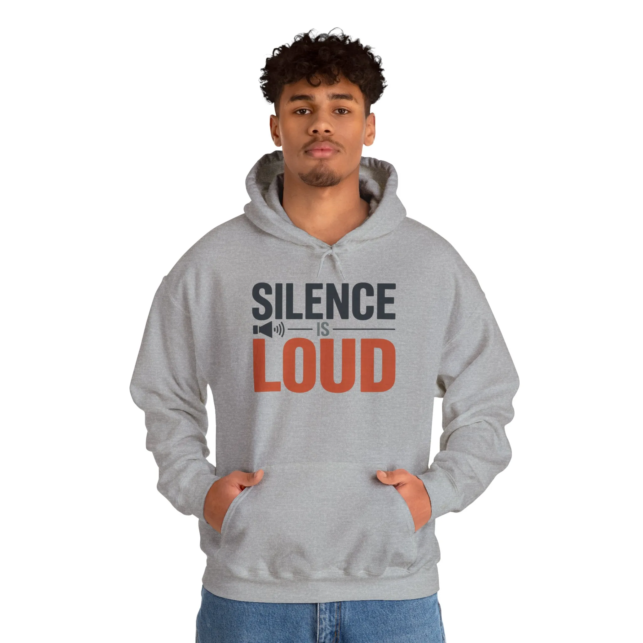 Mens Heavy Blend™ Hooded Sweatshirt, Silence Is Loud Graphic Motivational Mens Hoodie