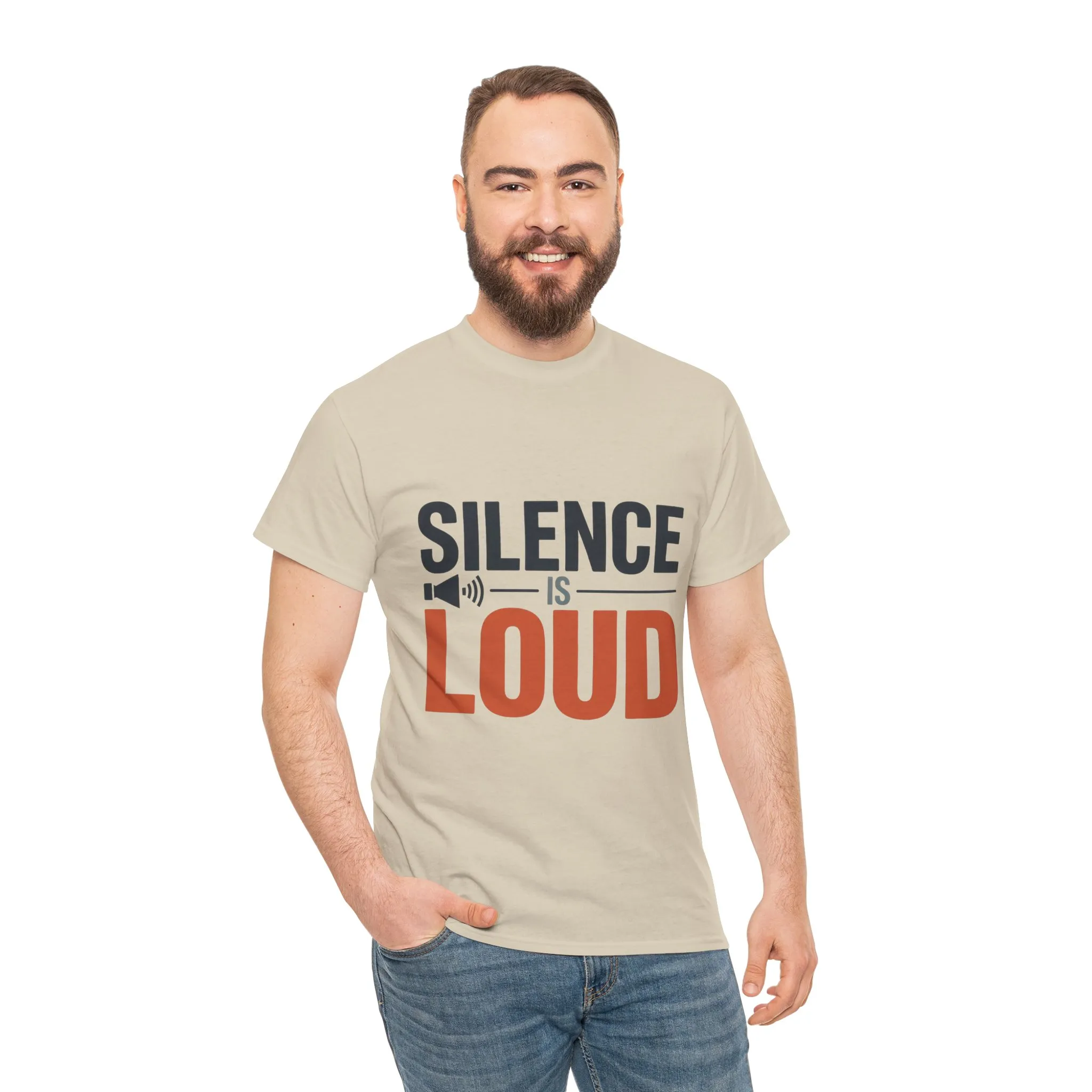 Silence Is Loud Motivational Quote Mens T-Shirt, Silence Tee, ironic Tee, Graphic Tee - Image 8