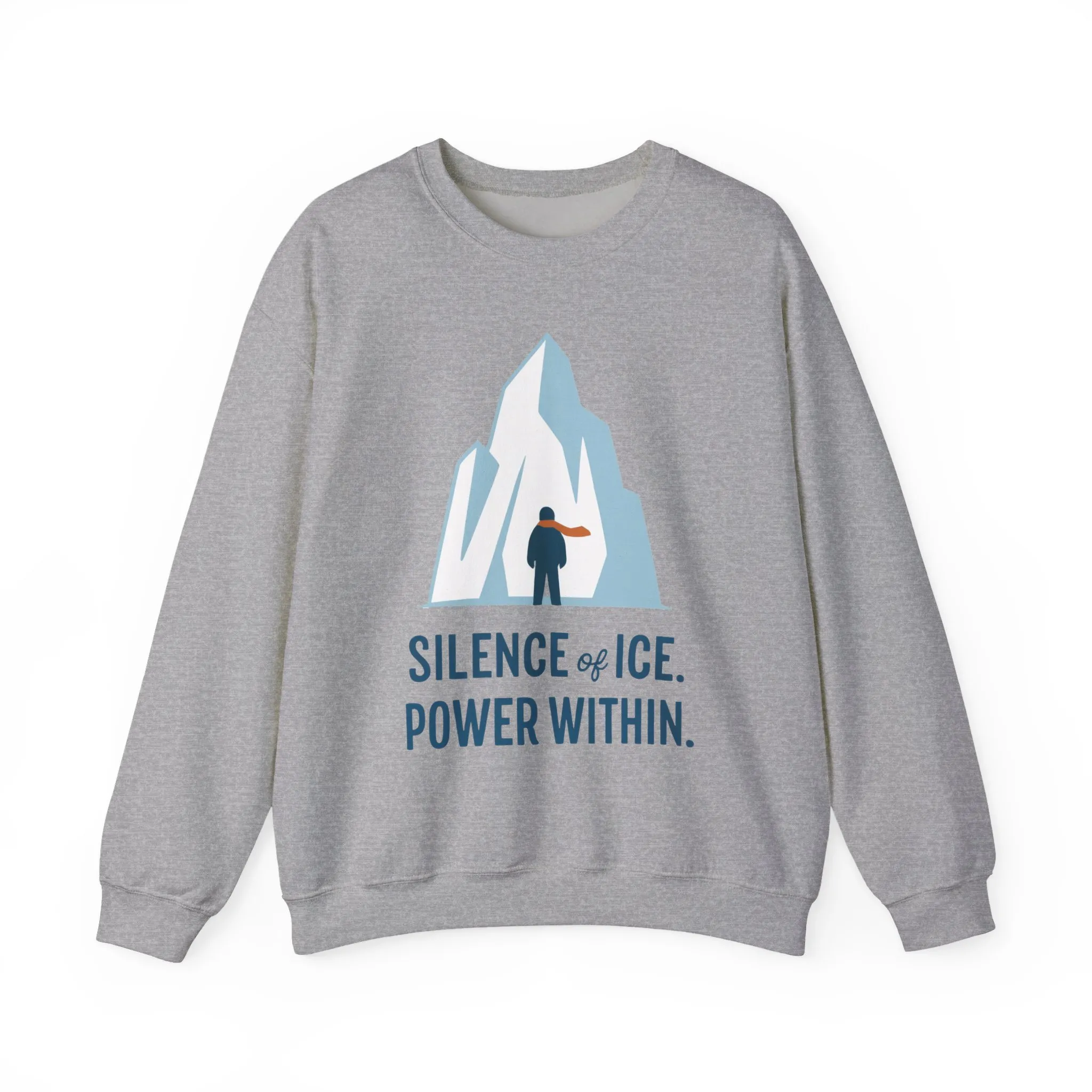 Mens Heavy Blend™ Crewneck Sweatshirt, Silence of Ice Power Within Sweatshirt, Nordic Iceberg Minimalist Pullover - Image 2