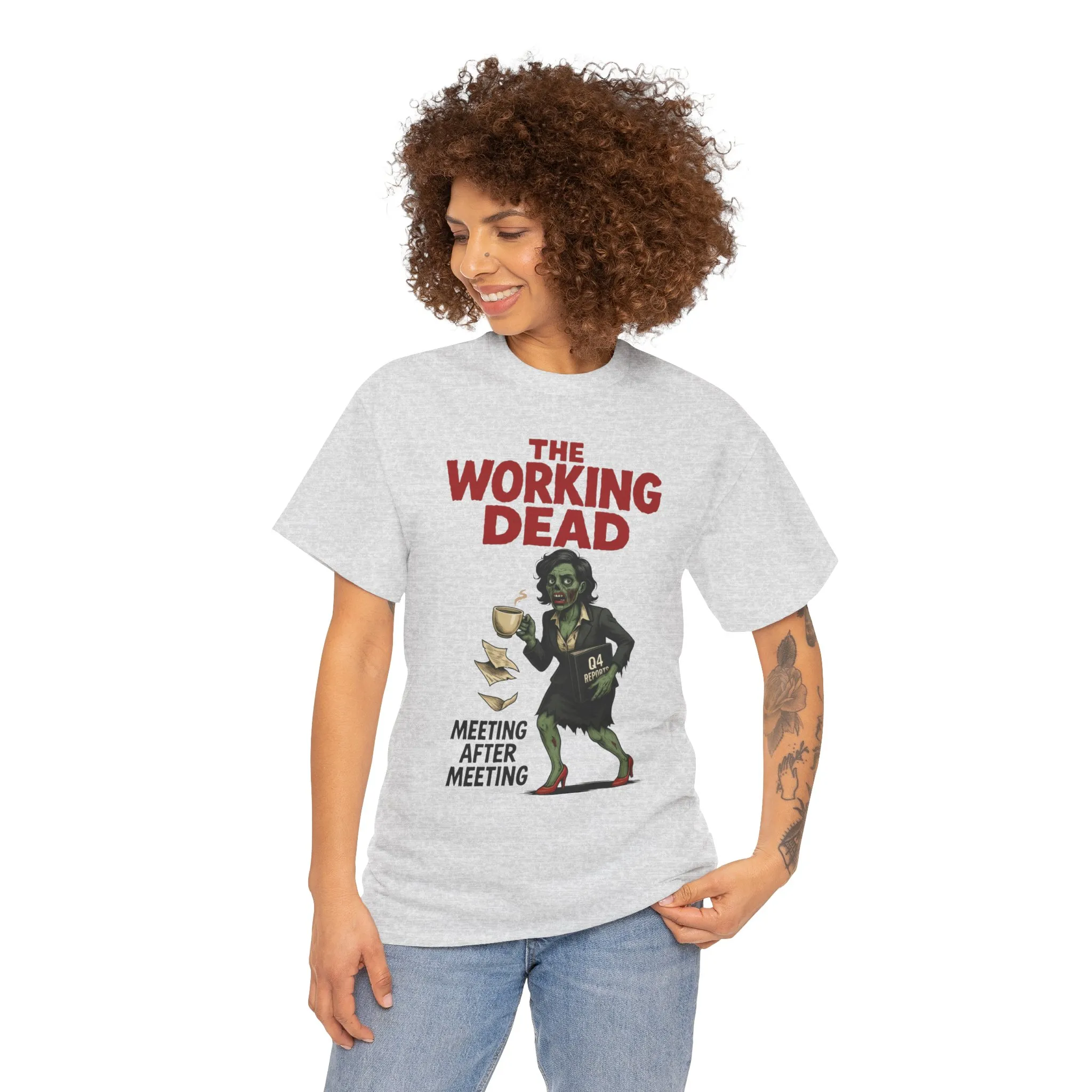 The Working Dead Women's Zombie Funny Office T-Shirt, Meeting Humor Tee, Zombie Work Top, Halloween Work Tee - Image 7