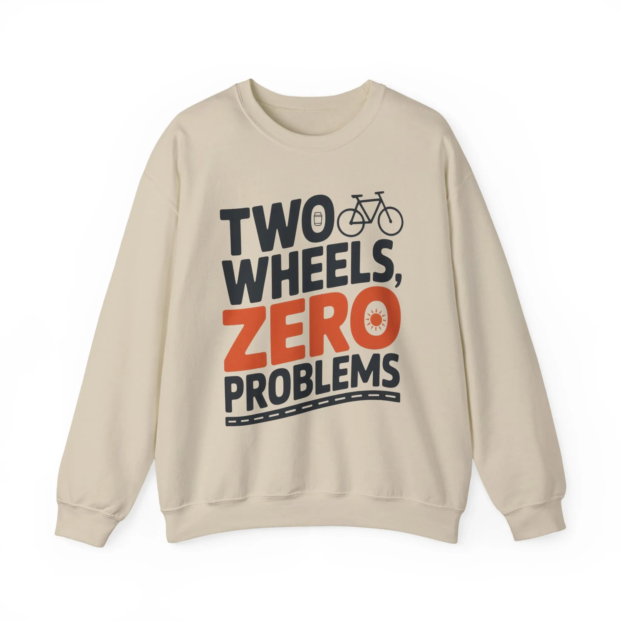 Mens Heavy Blend™ Crewneck Sweatshirt, Two Wheels Zero Problems Mens Casual Biker Sweatshirt, Gift for Cyclists - Image 4