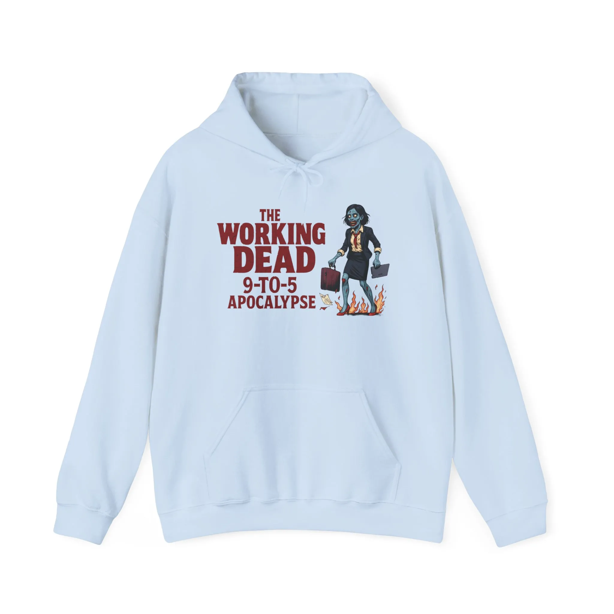 The Working Dead 9-to-5 Apocalypse Hoodie, Women's Horror Office Zombie Sweatshirt, Halloween Zombie Top, Halloween Work Top - Image 2