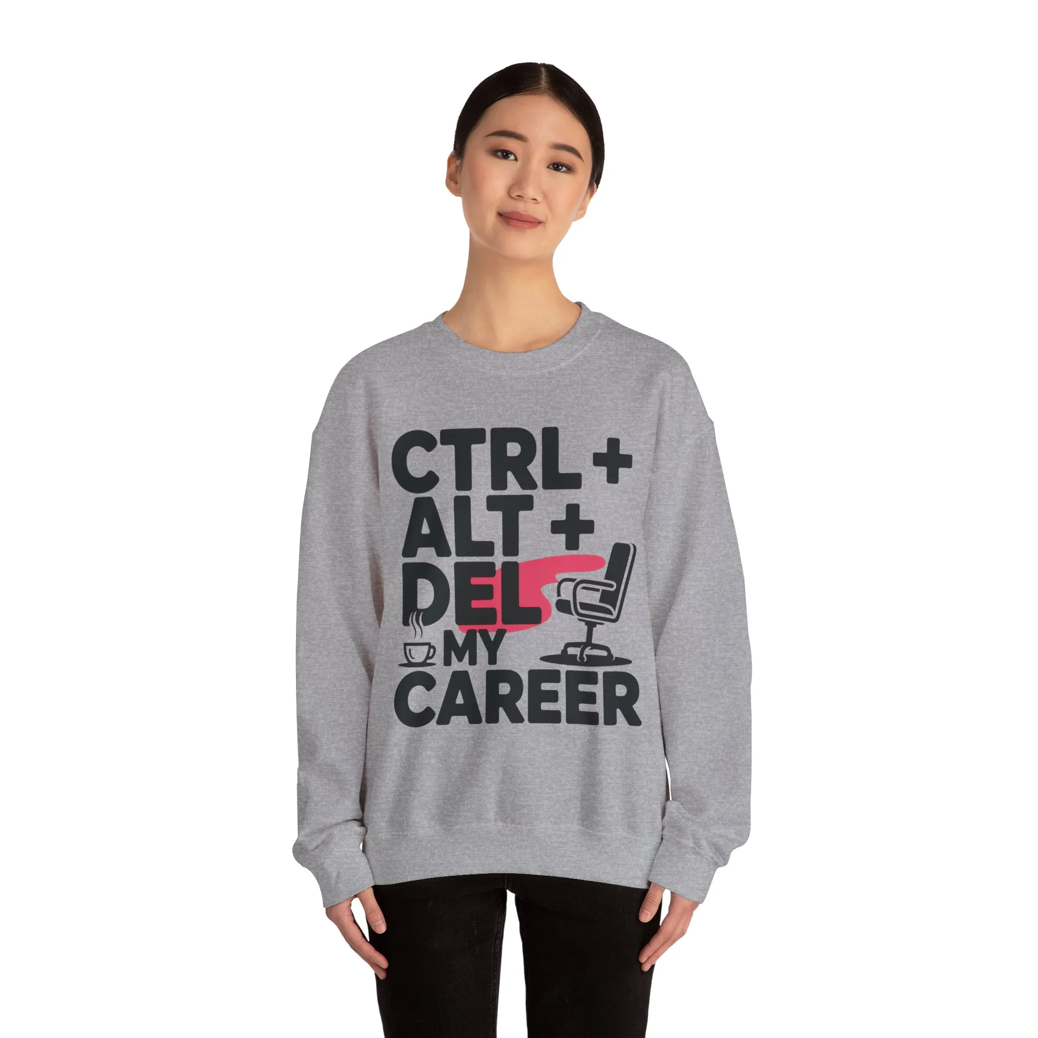 Ctrl Alt Del My Career Sweatshirt, Sarcastic Workwear Graphic Pullover, Funny Office Top, Women's Heavy Blend⢠Crewneck Sweatshirt - Image 8
