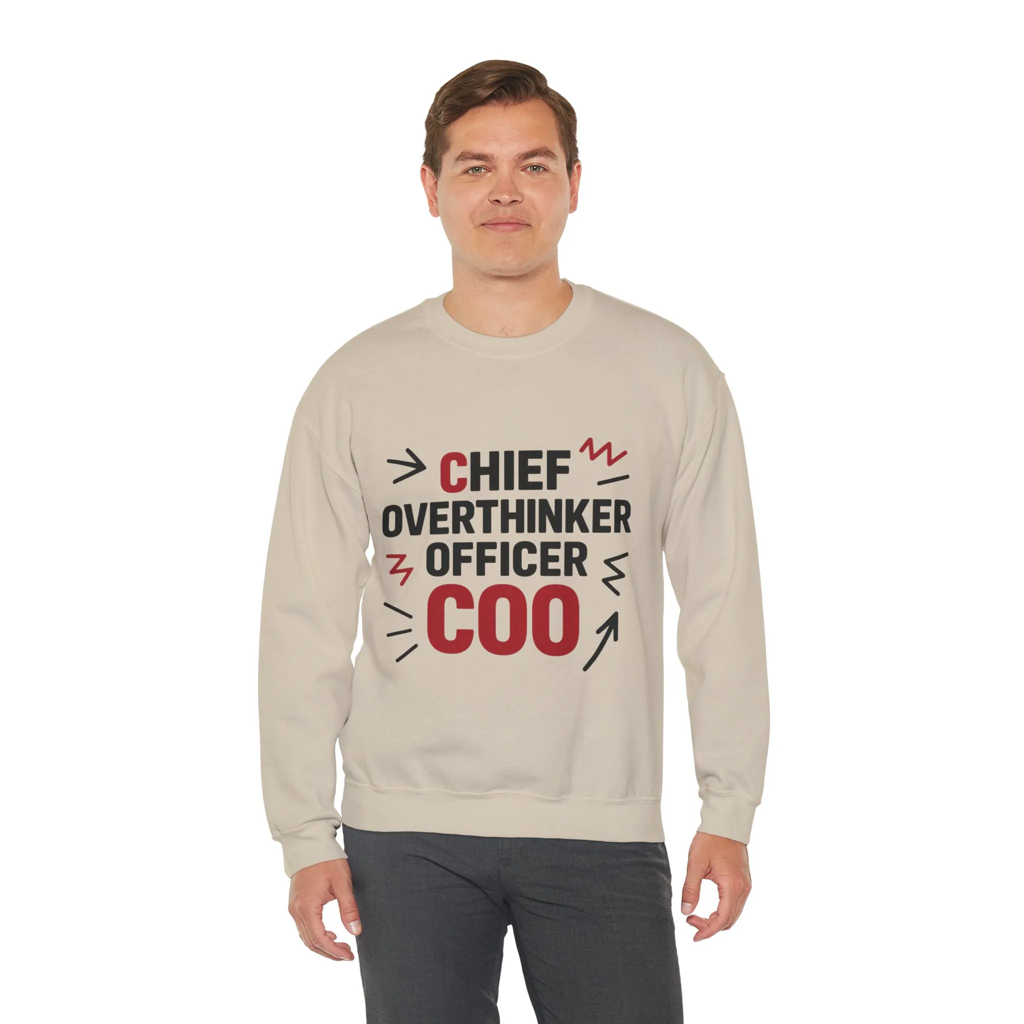 Chief Overthinker Officer Men's Sweatshirt, COO Funny Office Humor Graphic Pullover, Men's Heavy Blend™ Crewneck Sweatshirt - Image 12