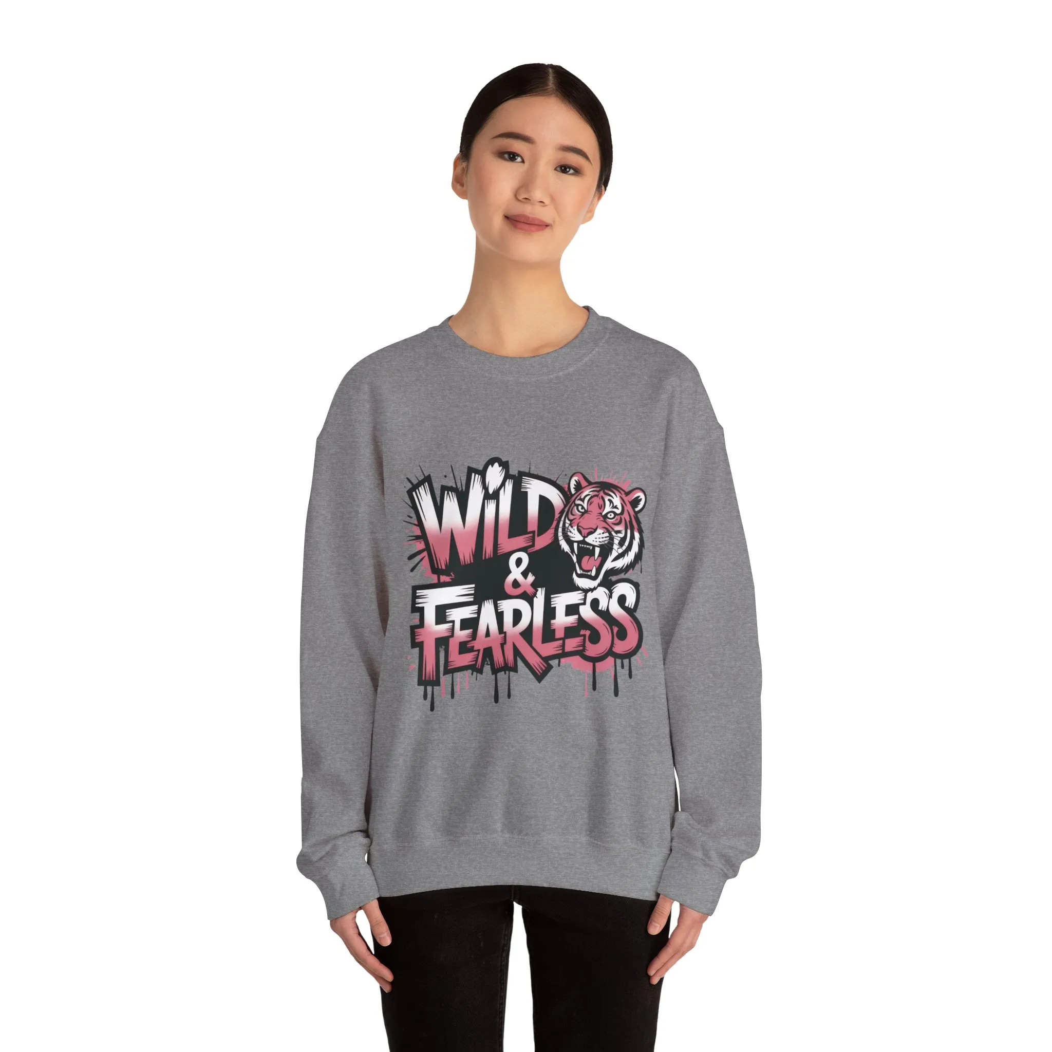 Women's Sweatshirt Wild & Fearless, Tiger Graffiti Graphic Pullover, Bold Urban Streetwear Top - Image 8