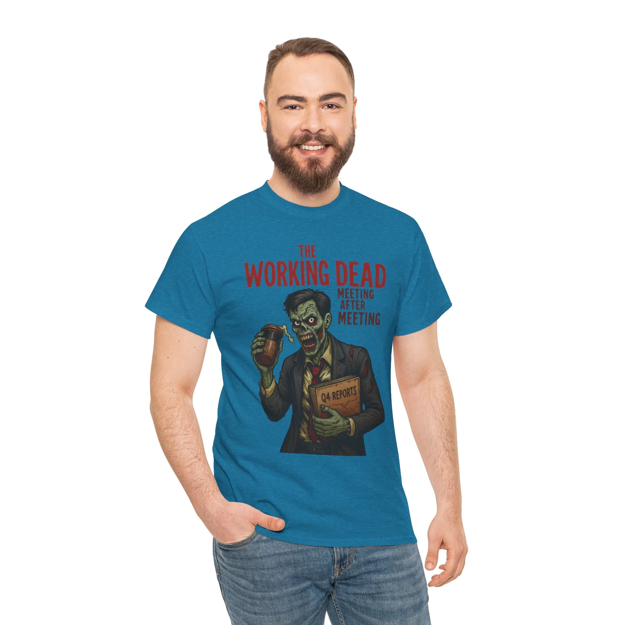 The Working Dead Men's Funny Zombie Work T-Shirt, Office Humor Tee, Meeting Joke Shirt, Halloween Office Tee - Image 25