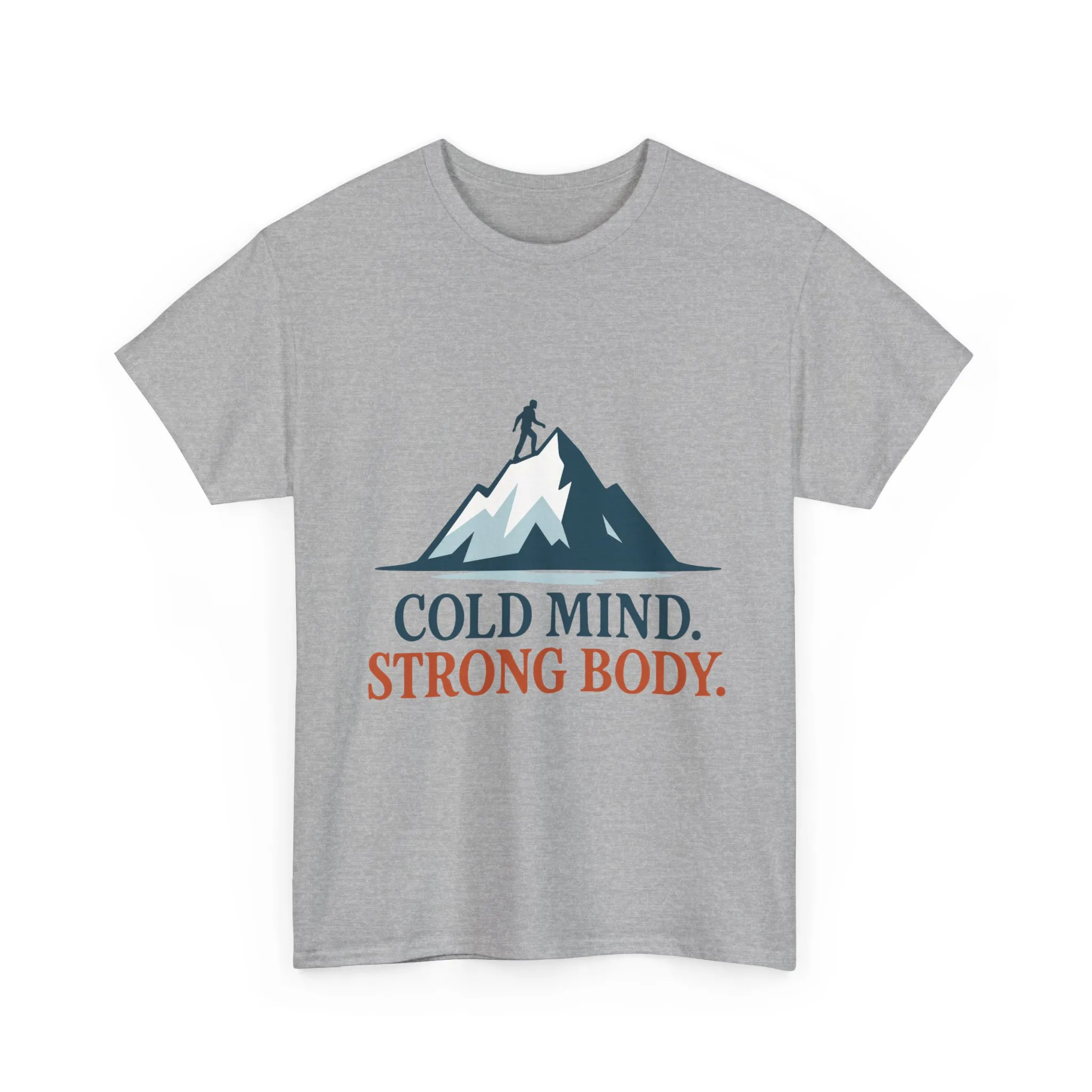 Cold Mind Strong Body Mens T-Shirt, Nordic Minimalist Mountain Hiking Tee - Image 10