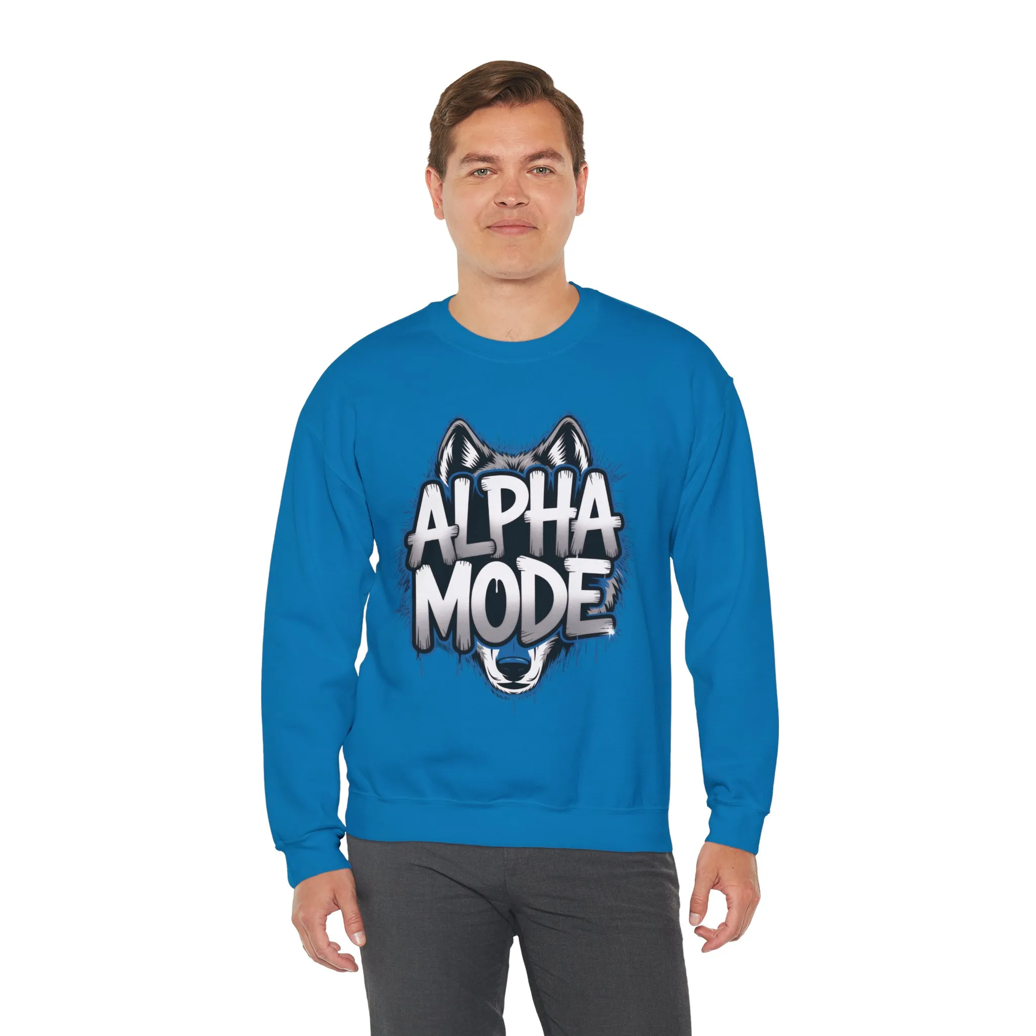 Mens Heavy Blend™ Crewneck Sweatshirt, Alpha Mode Mens Wolf Graphic Crewneck Sweatshirt - Image 21