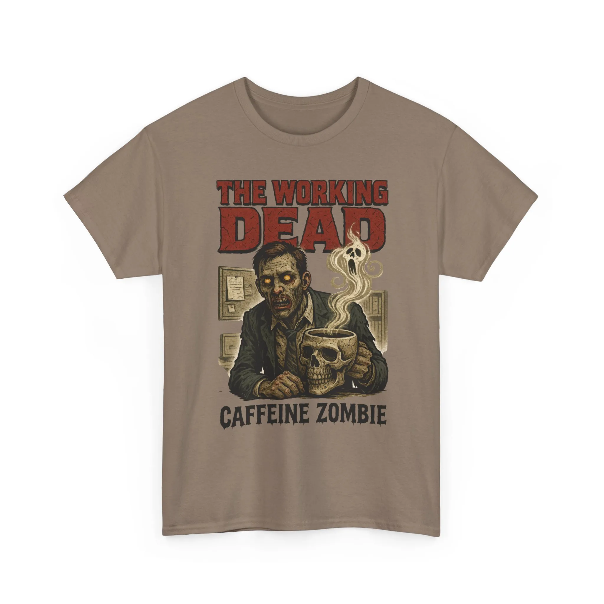 The Working Dead Men's Funny Zombie Work T-Shirt, Office Humor Tee, Halloween Office Tee, Coffee Zombie Shirt - Image 37